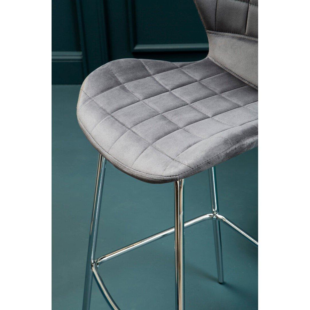 Grey - Interiors by Premier - Warton Grey Velvet Bar Chair - 4