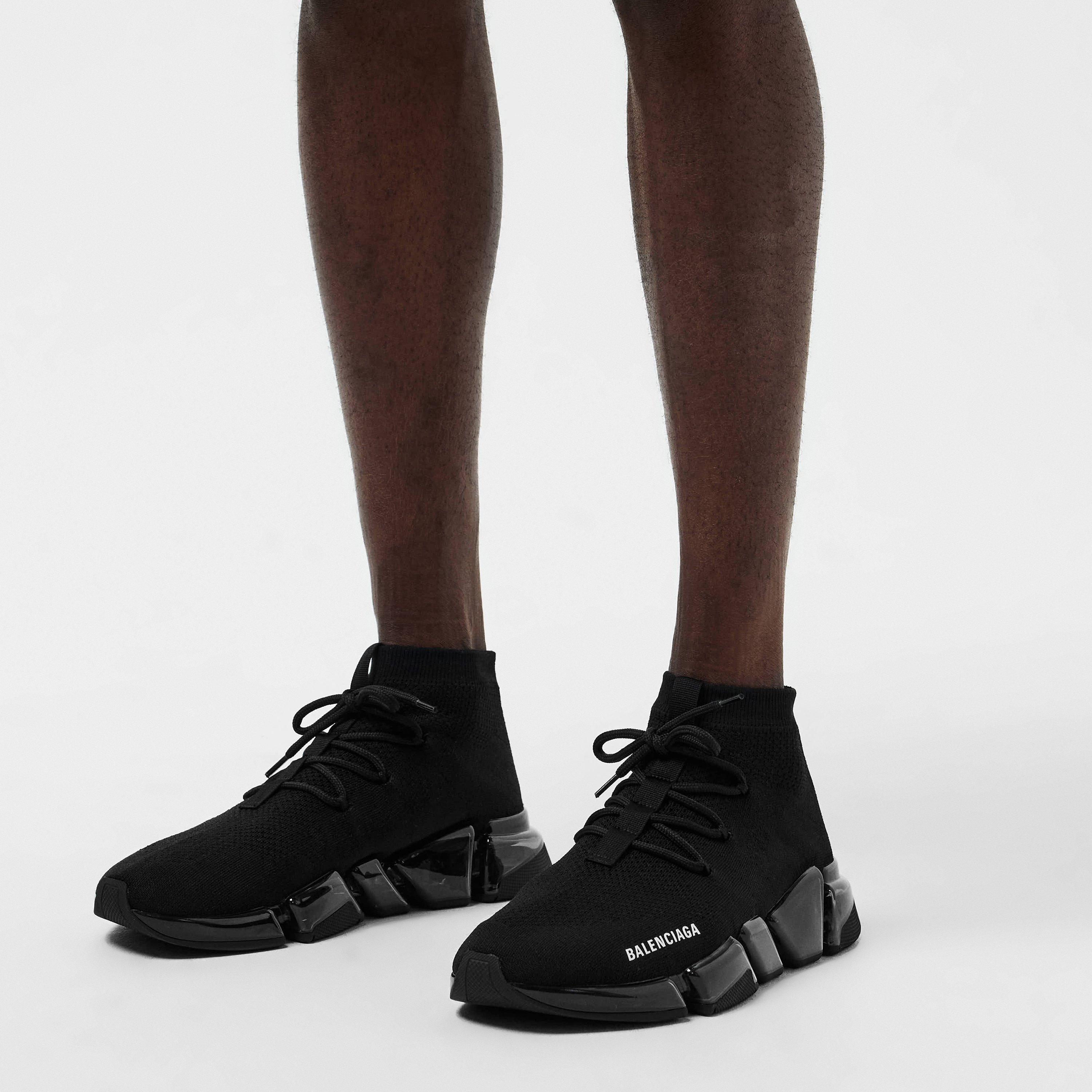 Balenciaga Speed Clear Sole Lace-Up Sneakers Sock Trainers