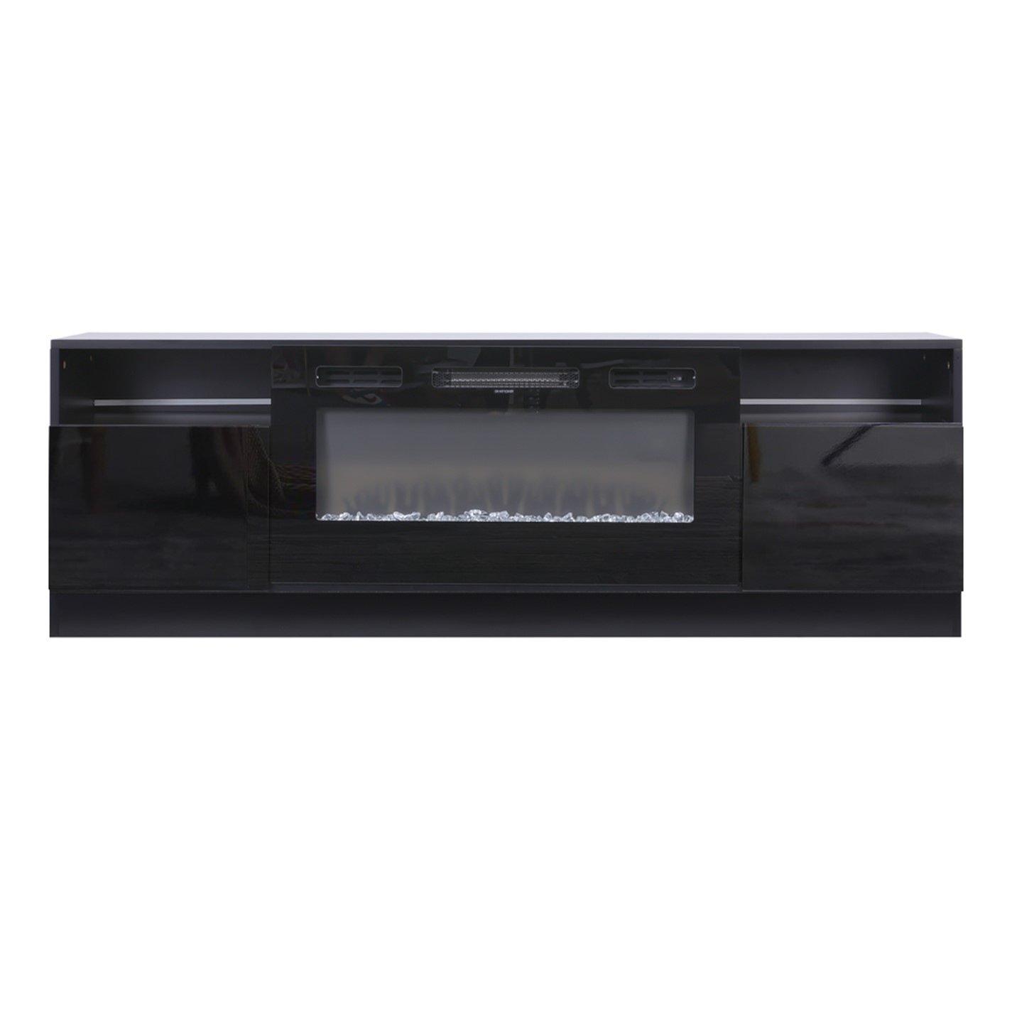 Black - Kabinet UK - Recessed Electric Fireplace TV Stand - 4