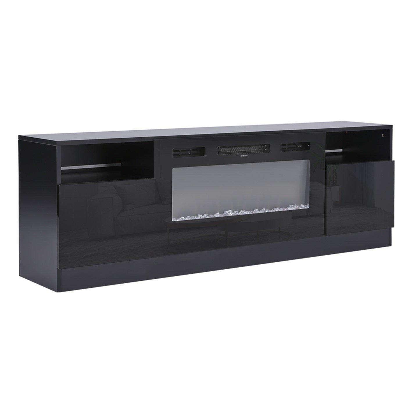 Black - Kabinet UK - Recessed Electric Fireplace TV Stand - 5