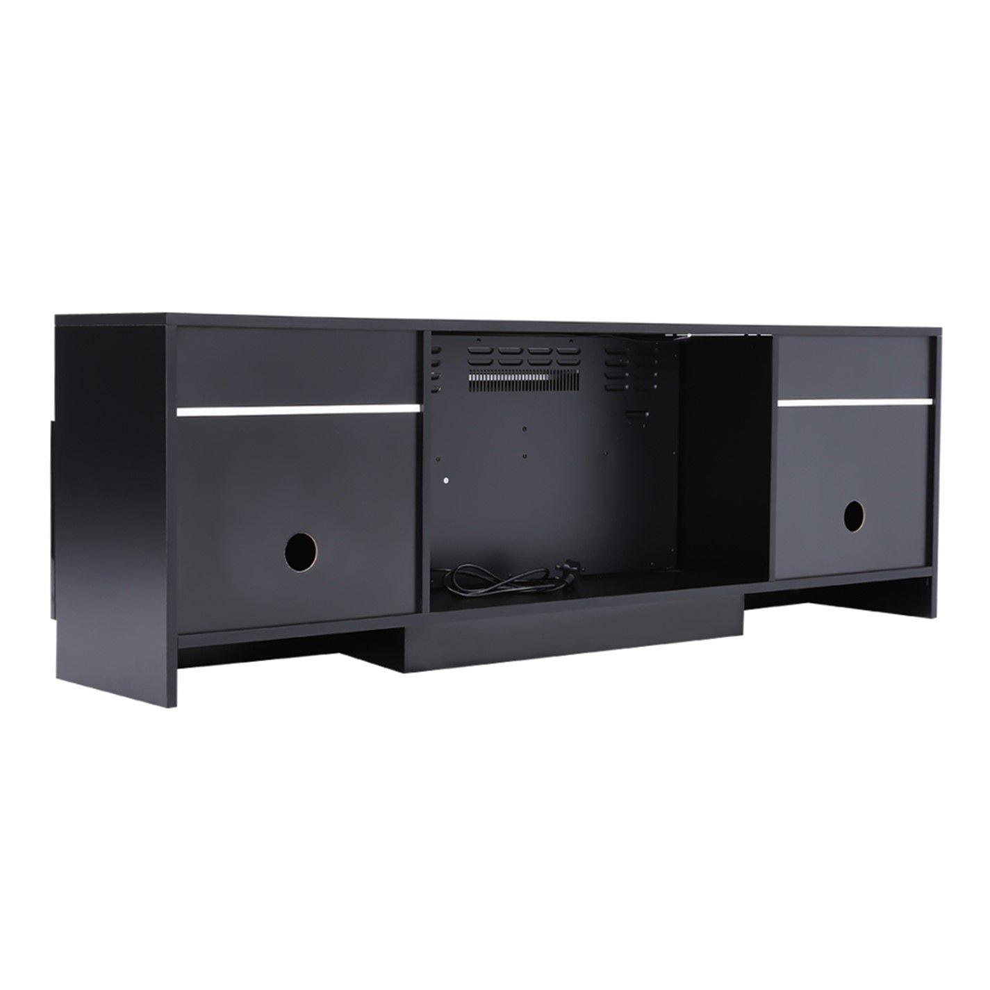 Black - Kabinet UK - Recessed Electric Fireplace TV Stand - 6