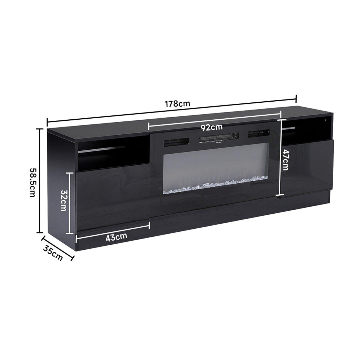 Black - Kabinet UK - Recessed Electric Fireplace TV Stand - 9