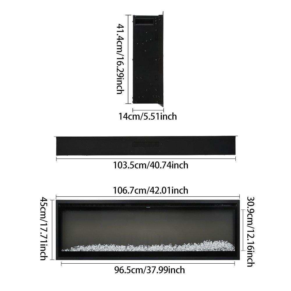 Black - Kabinet UK - 42 Inch Electrical Fireplace with Remote - 3