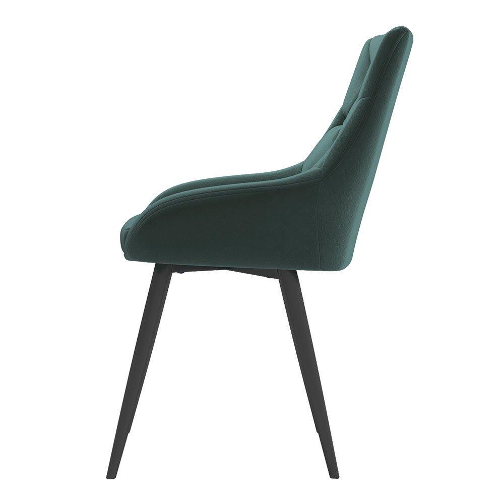 Green - Kabinet UK - Velvet Metal Legs Button Upholstered Dining Chair - 4