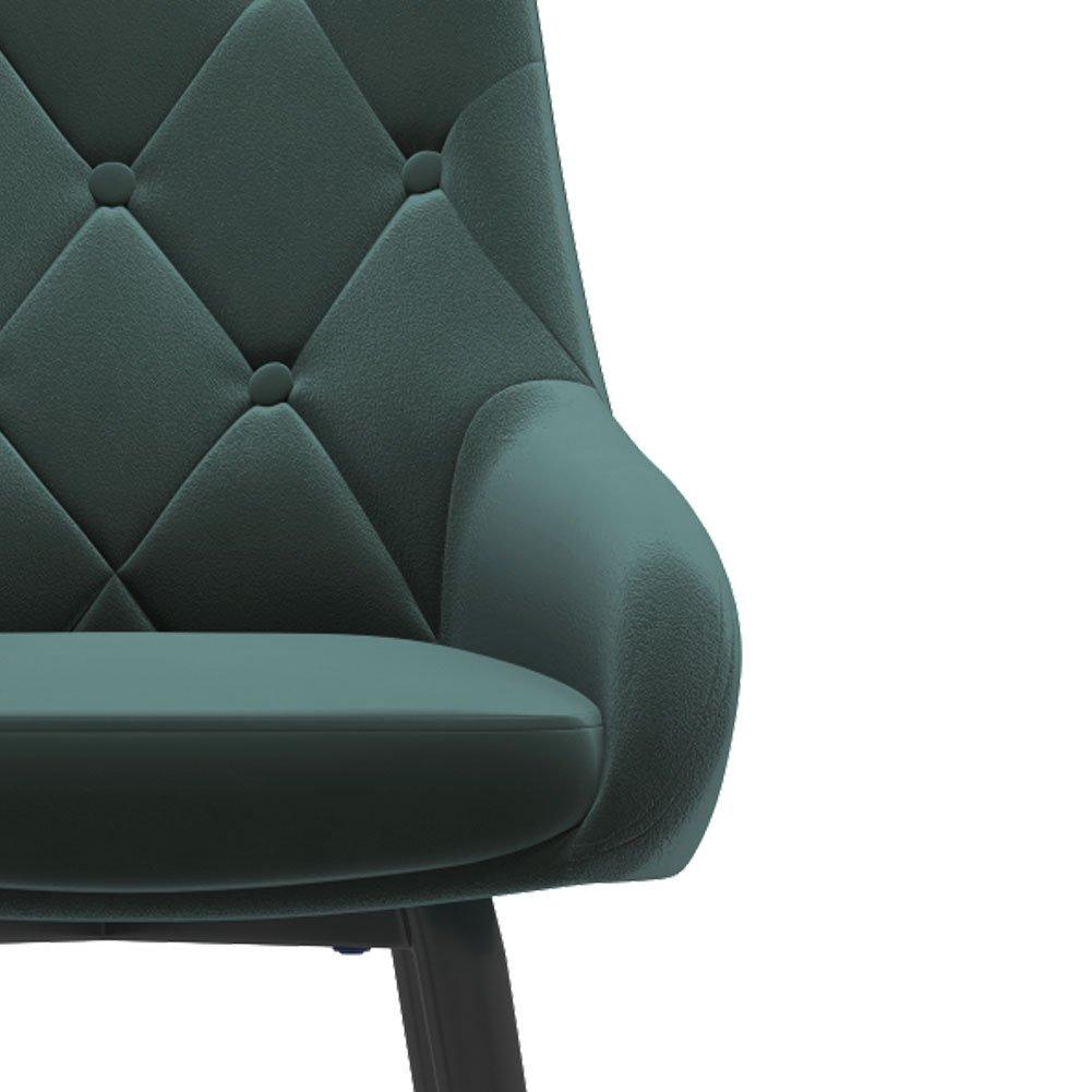 Green - Kabinet UK - Velvet Metal Legs Button Upholstered Dining Chair - 7