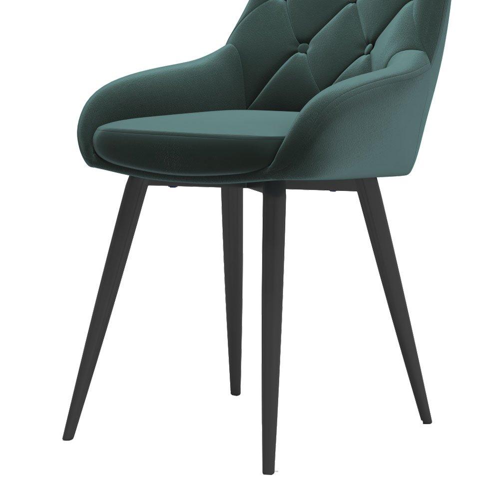 Green - Kabinet UK - Velvet Metal Legs Button Upholstered Dining Chair - 9