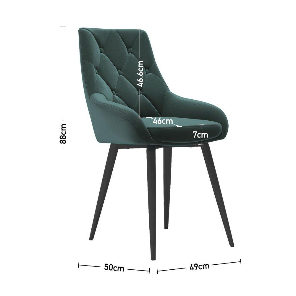 Green - Kabinet UK - Velvet Metal Legs Button Upholstered Dining Chair - 10