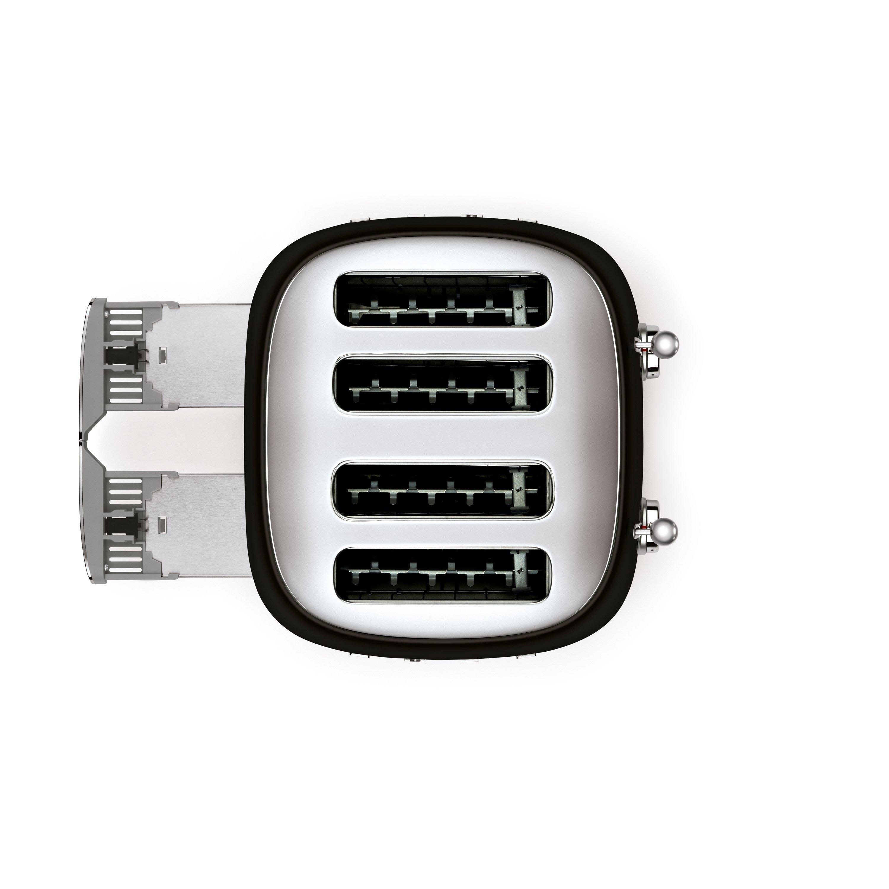 Black - Smeg - Smeg 50s 4 by 4 Slice Toaster Black - 4