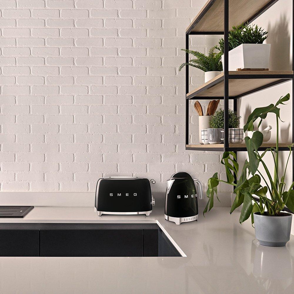 Black - Smeg - Smeg 50s 4 by 4 Slice Toaster Black - 6