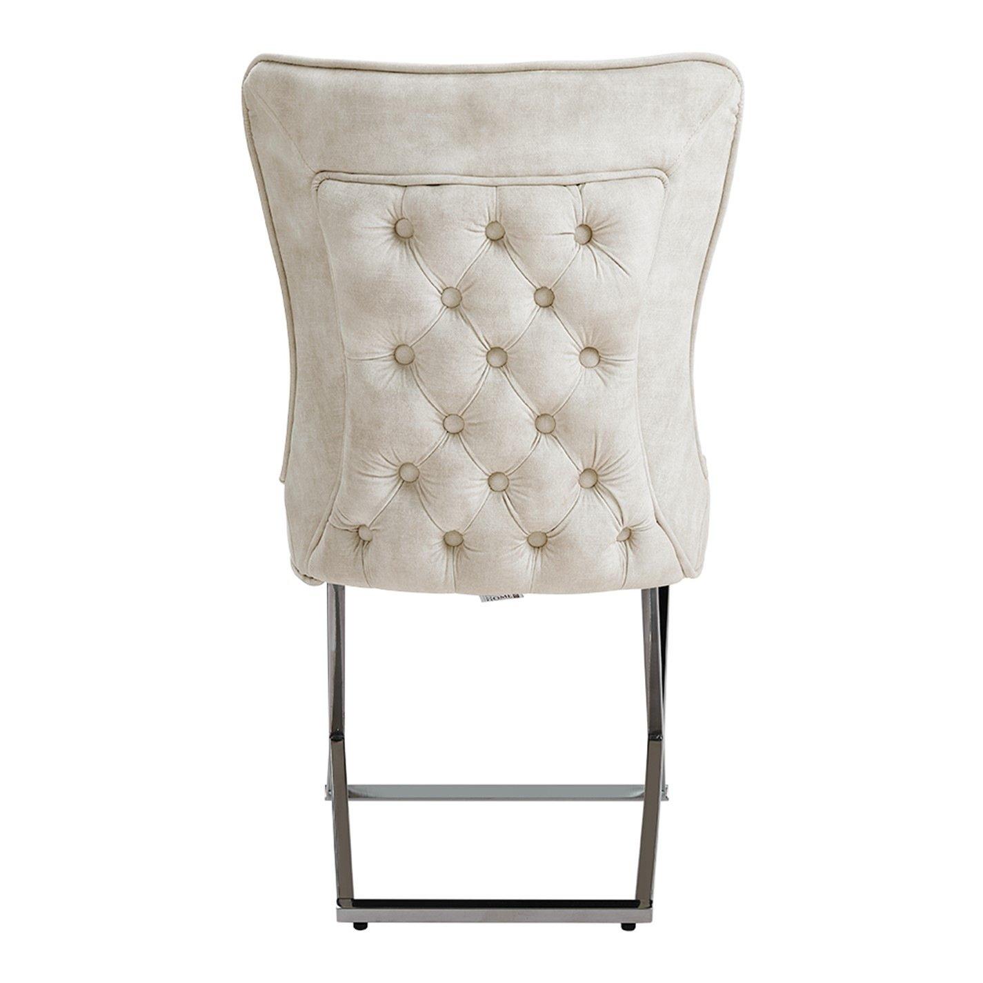 White - Kabinet UK - Set of 2 High Back Velvet Dining Chairs - 5