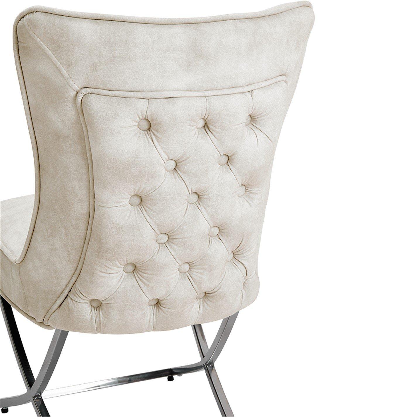 White - Kabinet UK - Set of 2 High Back Velvet Dining Chairs - 6