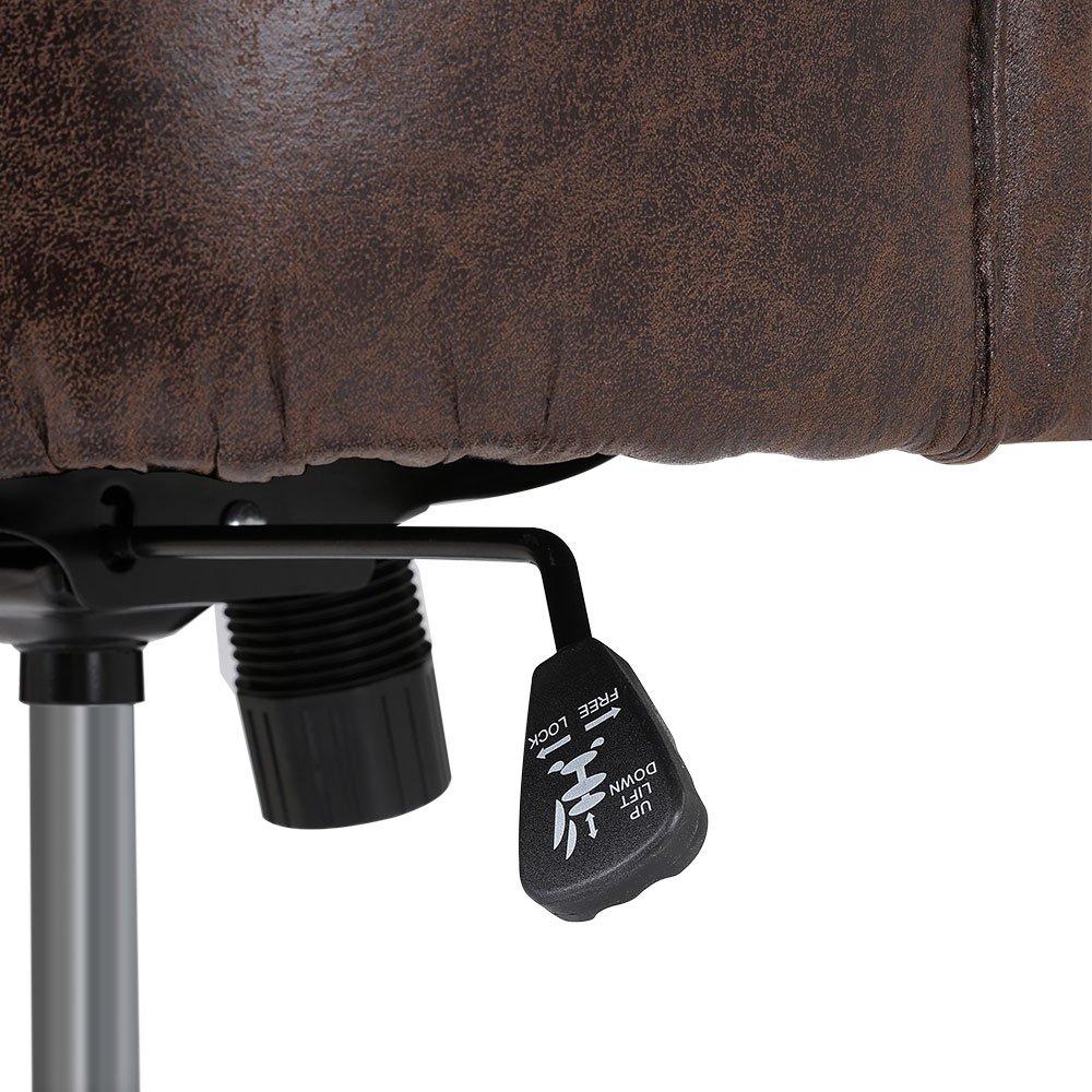 Brown - Kabinet UK - Mid-Back PU Leather Buttoned Swivel Office Chair - 8