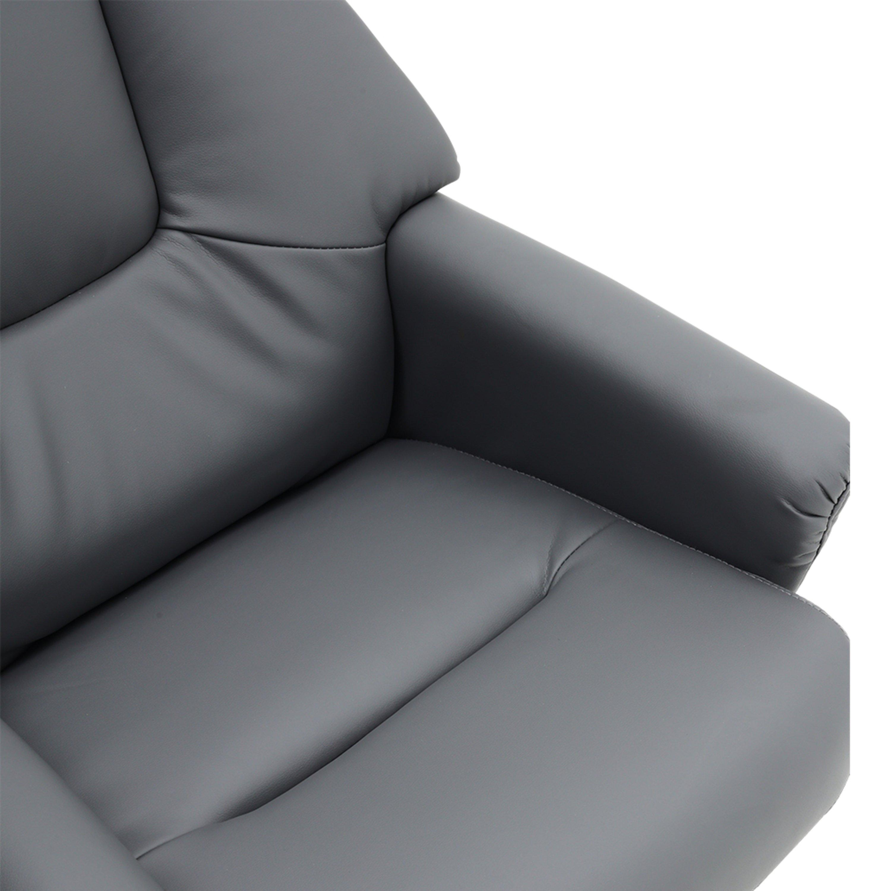 Brown Grey - Kabinet UK - Swivel Faux Leather Lounge Recliner with Ottoman - 8