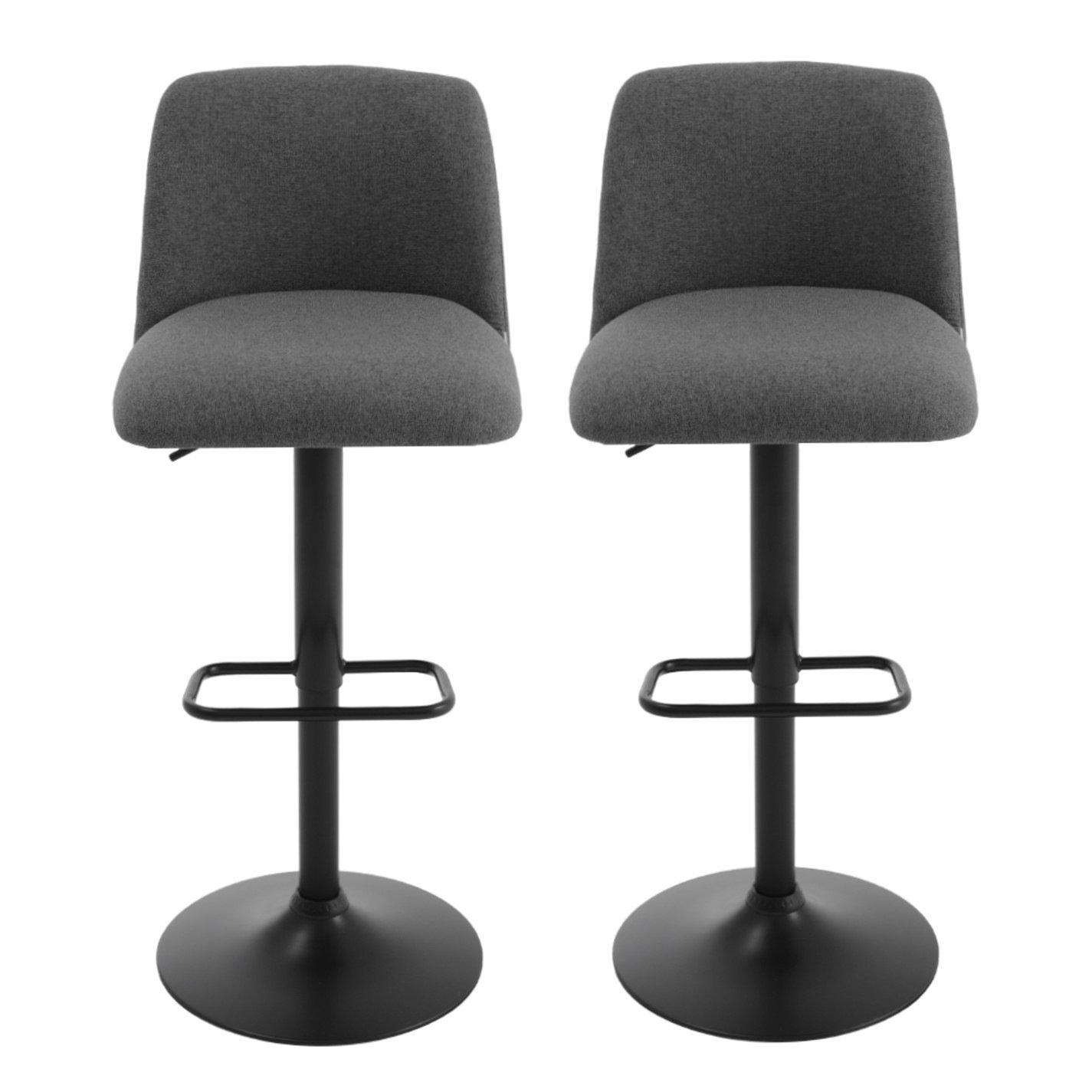 Dark Grey - Kabinet UK - 2 Set Swivel Counter Bar Stools with Mid Backrest - 2