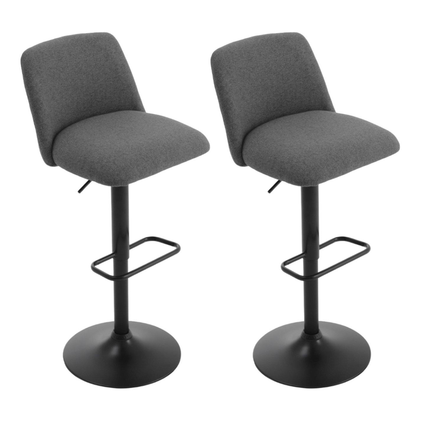Dark Grey - Kabinet UK - 2 Set Swivel Counter Bar Stools with Mid Backrest - 3