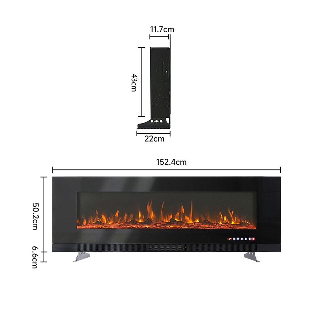 Black - Kabinet UK - 60inch Wall Mounted Electric Fireplace - 10