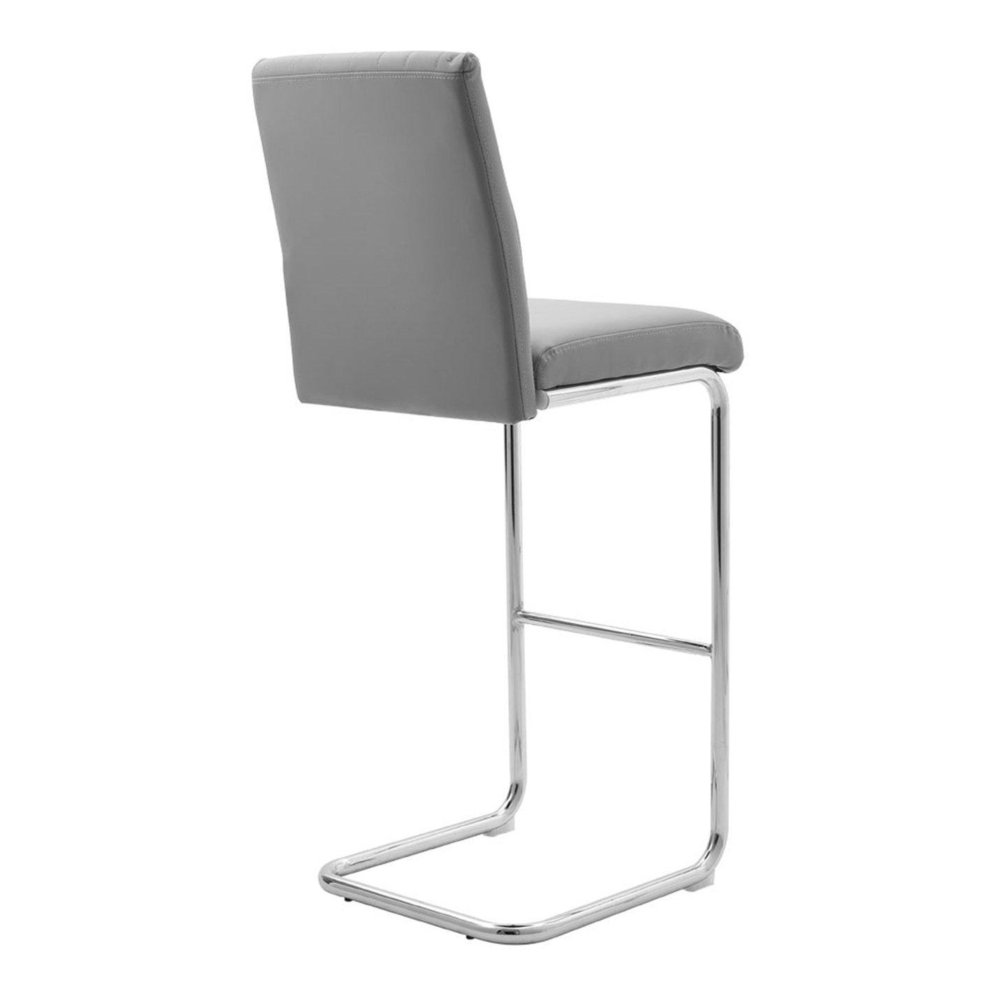 Grey - Kabinet UK - 2 Pcs Grey PU Bar Stools with Backrest - 4