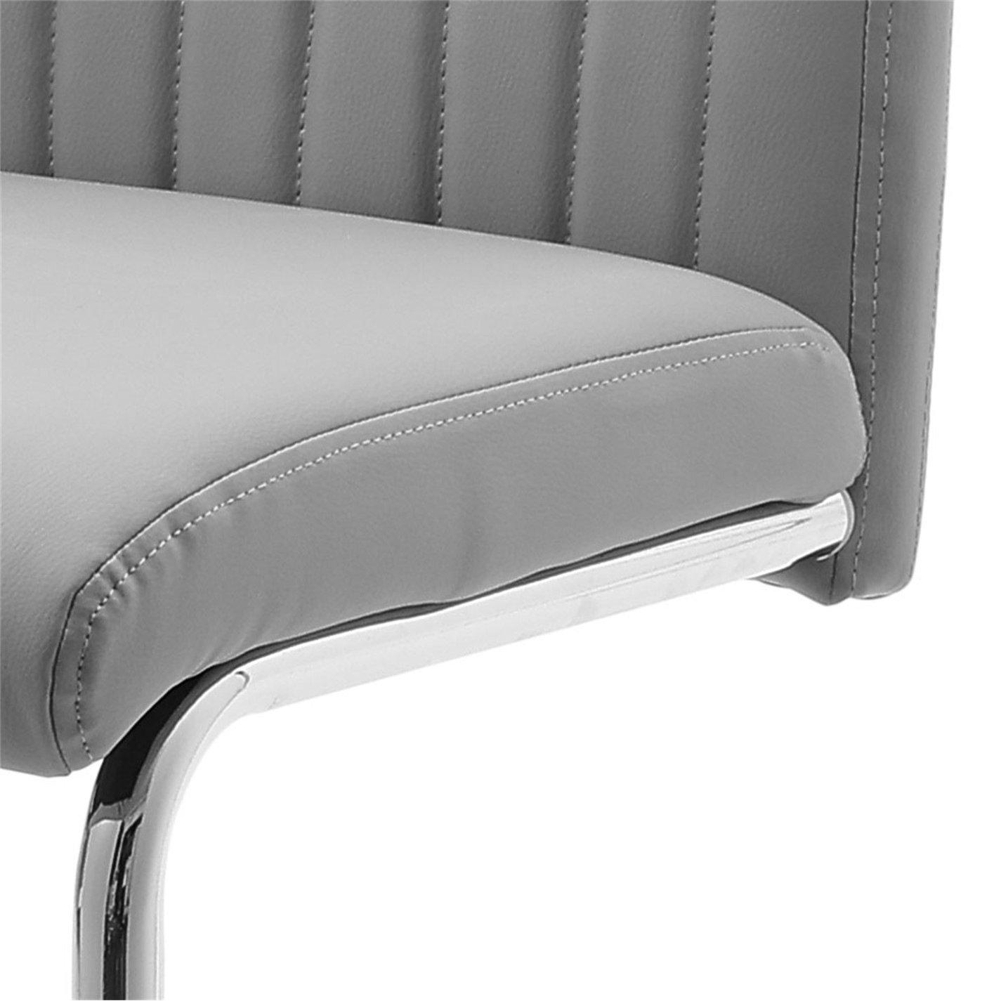 Grey - Kabinet UK - 2 Pcs Grey PU Bar Stools with Backrest - 5