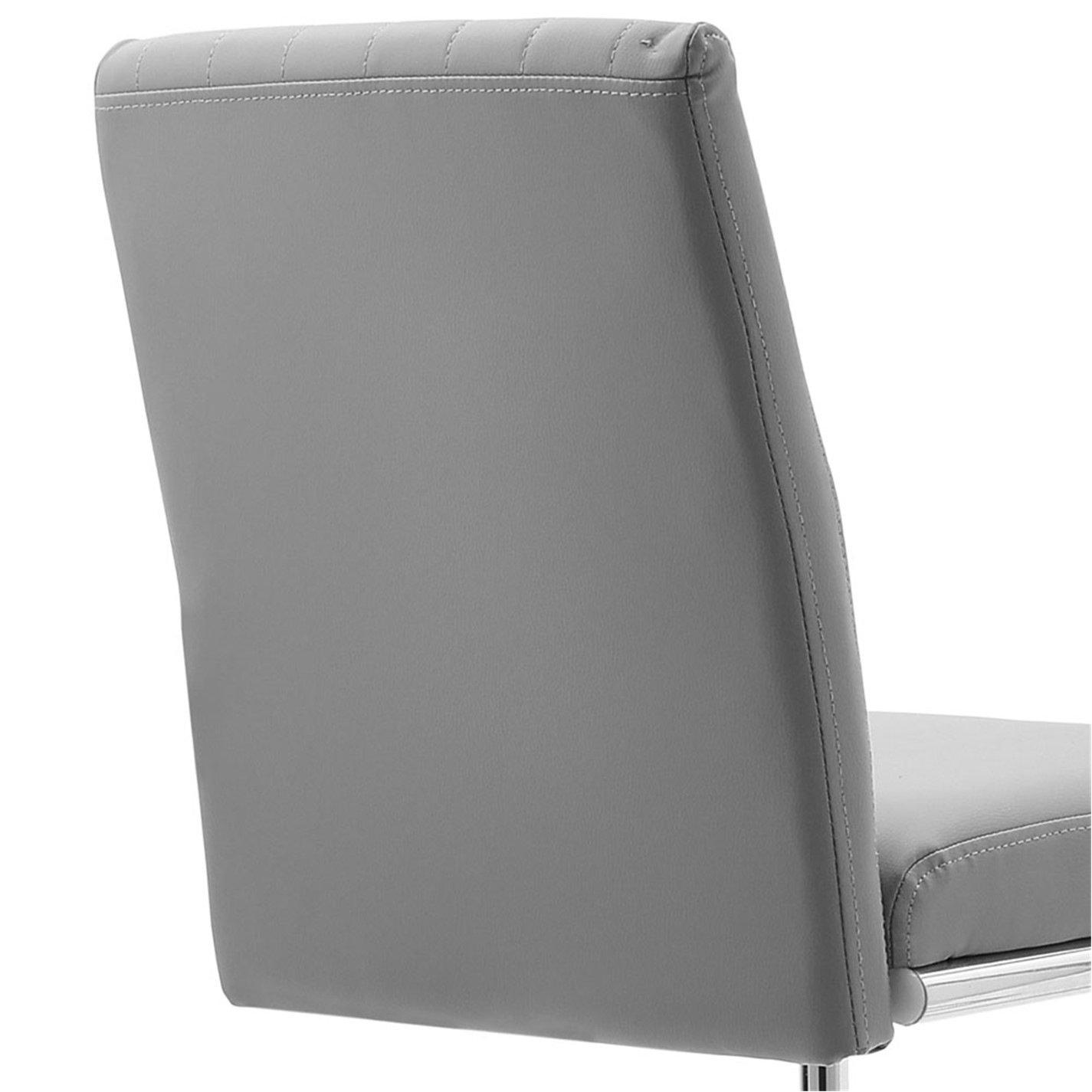 Grey - Kabinet UK - 2 Pcs Grey PU Bar Stools with Backrest - 6