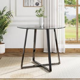 Cottonfy UK Modern Round Dining Table with Tempered Glass Top