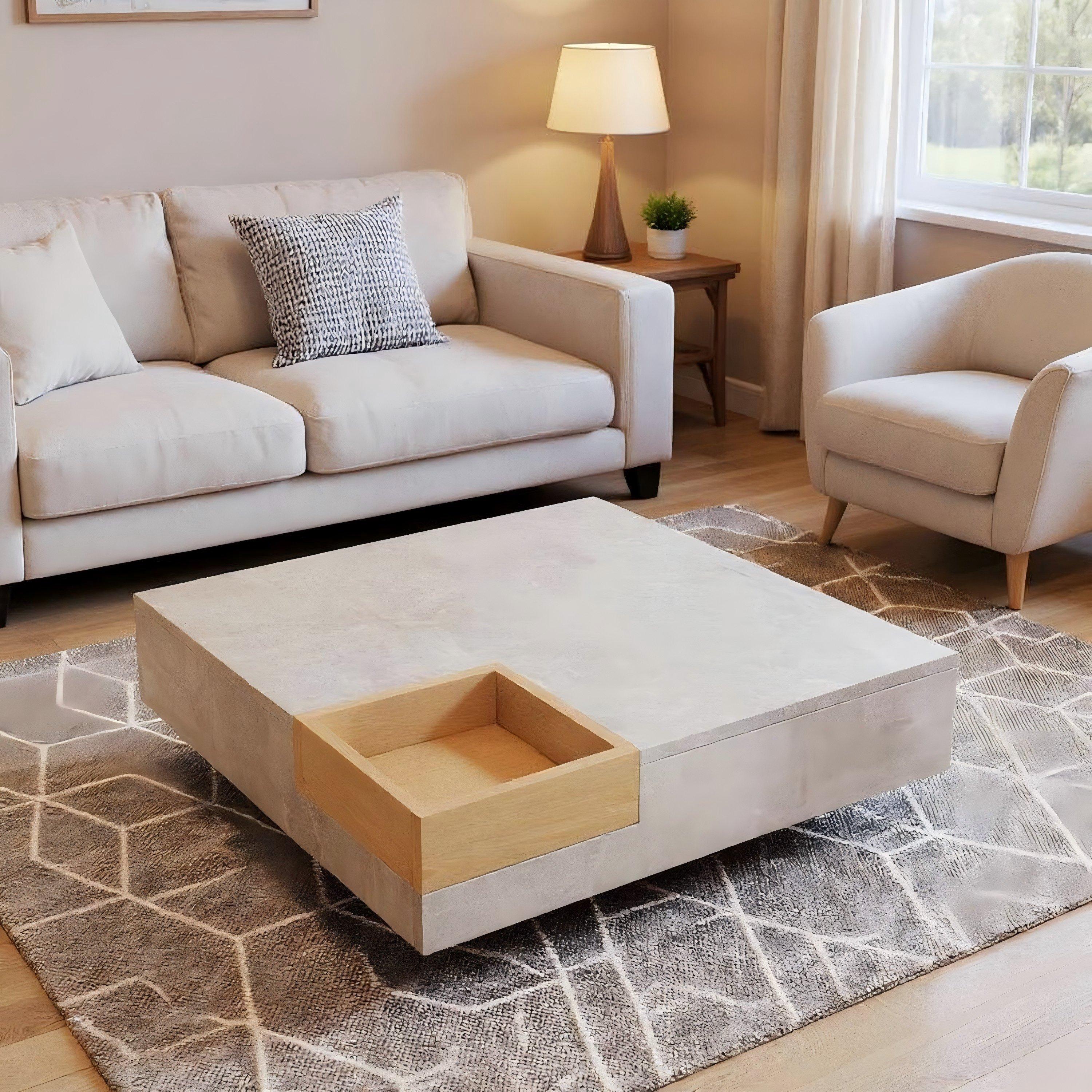 Grey - Urban Meuble - Modern Grey Concrete-Effect Coffee Table - 1
