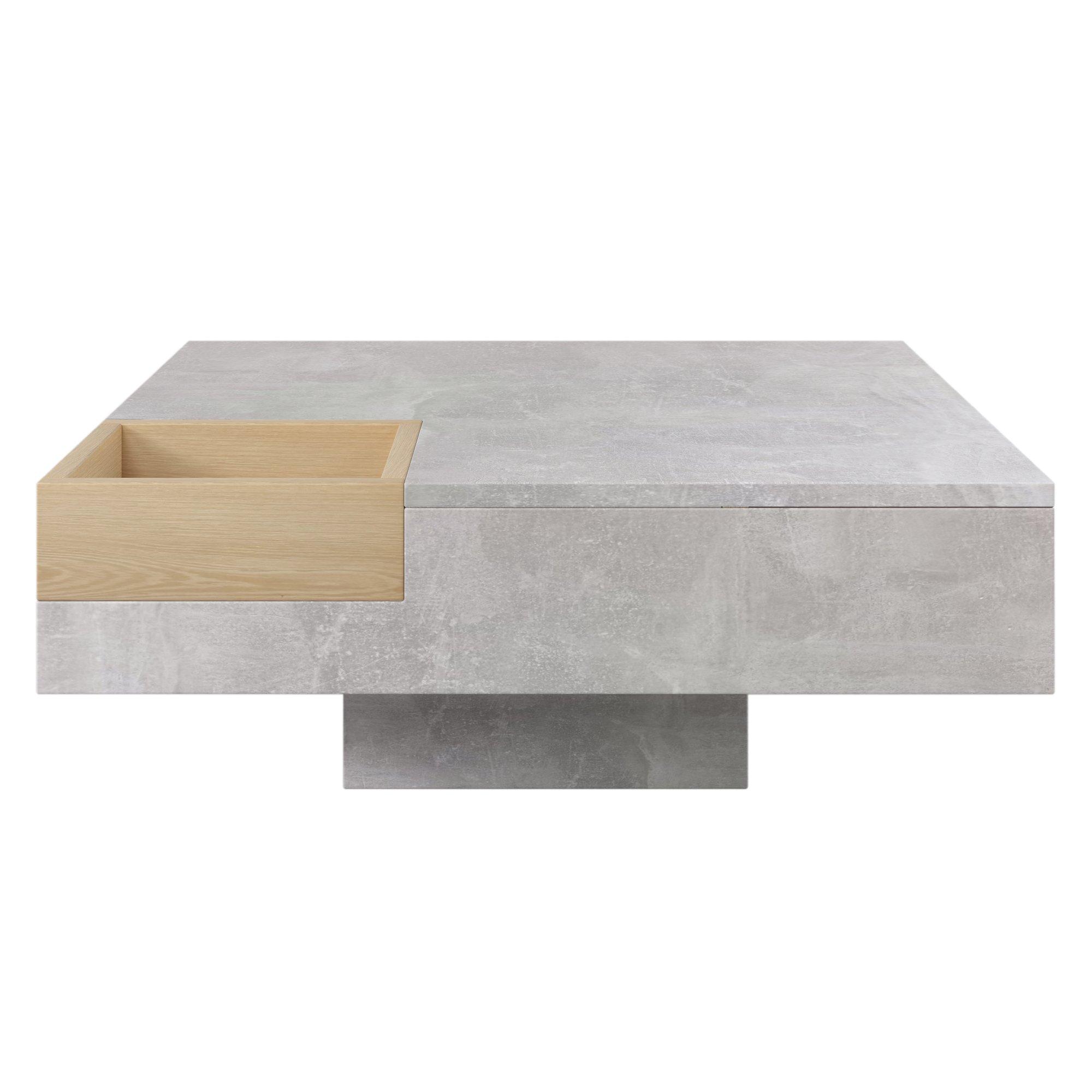 Grey - Urban Meuble - Modern Grey Concrete-Effect Coffee Table - 2