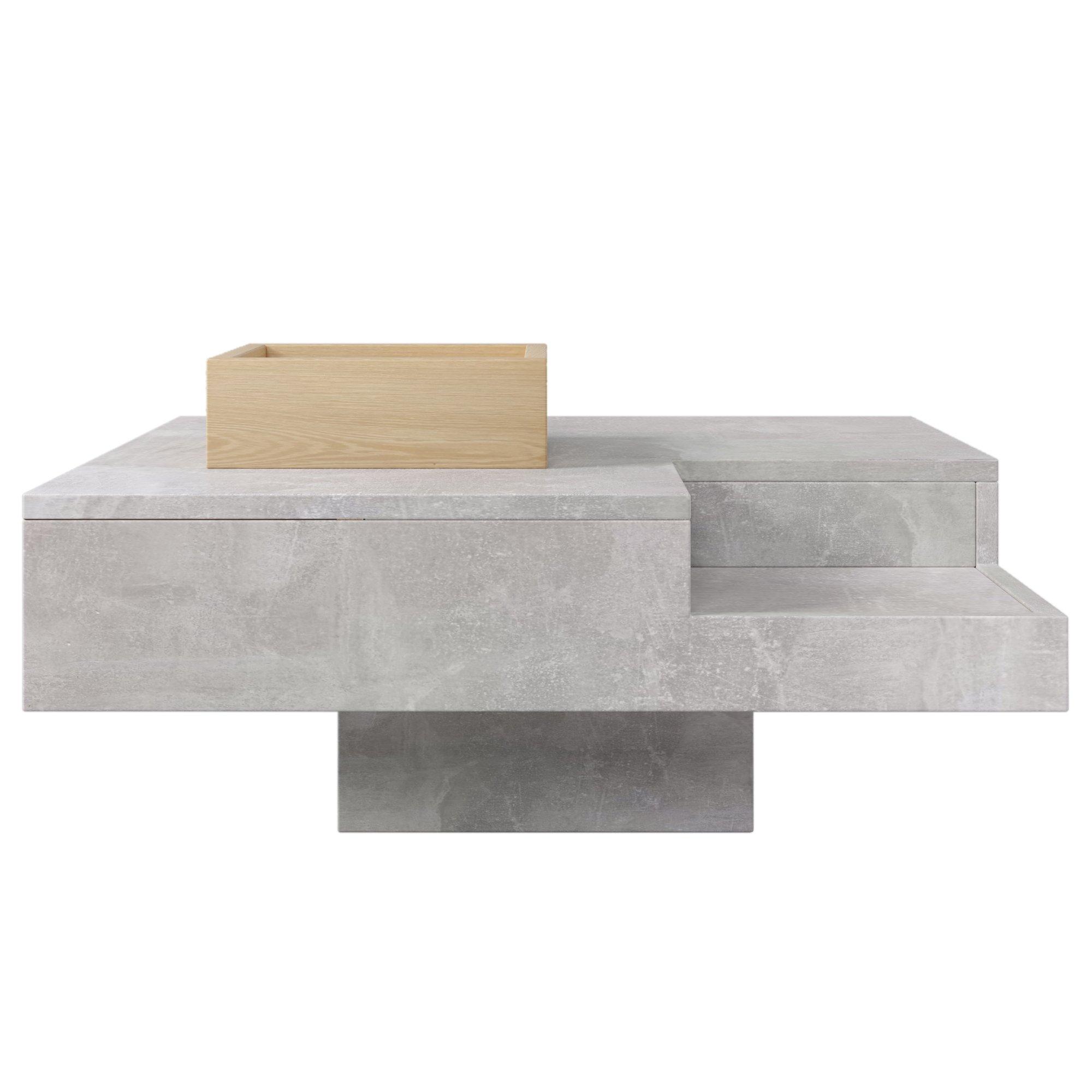 Grey - Urban Meuble - Modern Grey Concrete-Effect Coffee Table - 3