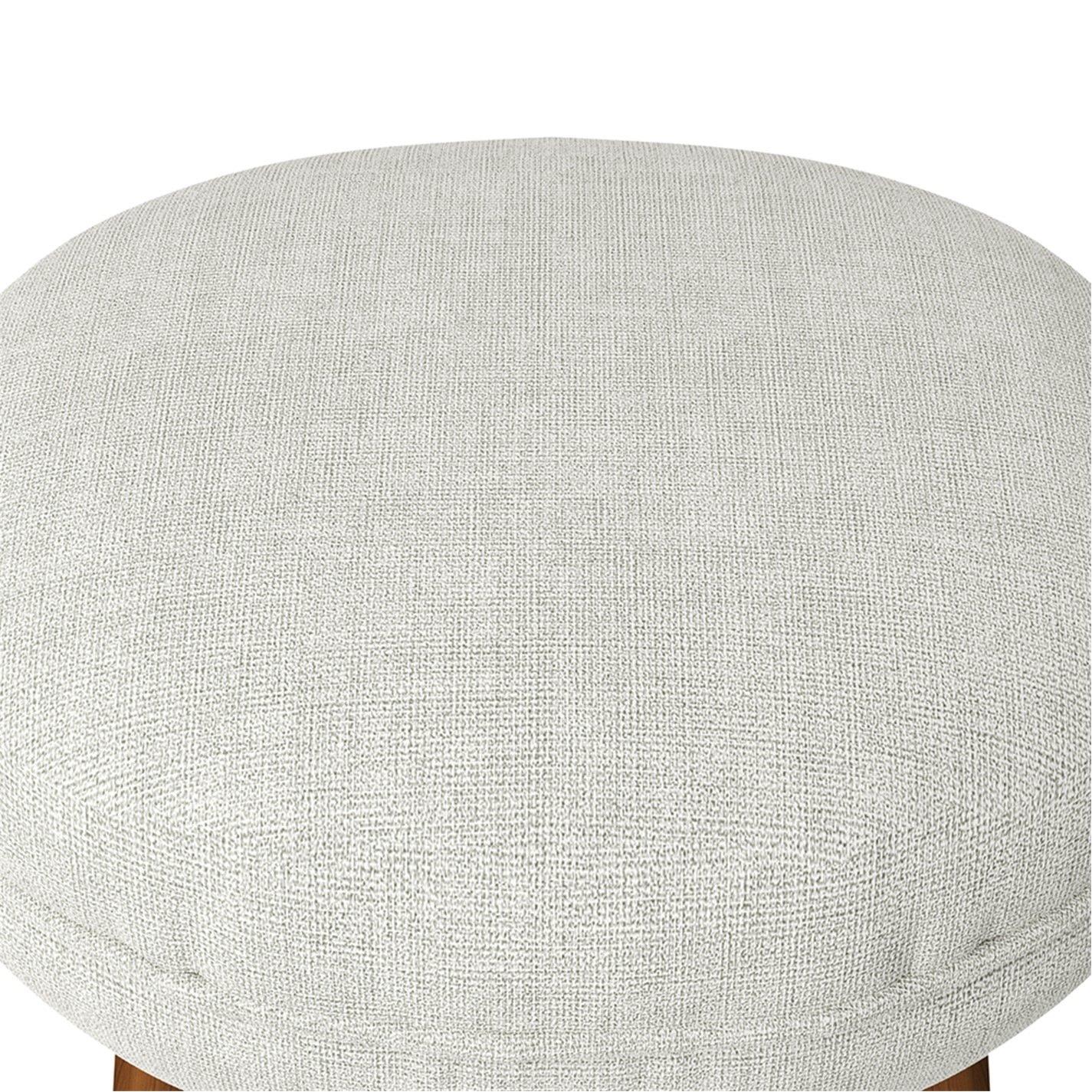 Grey Brown - Kabinet UK - Linen Upholstered Oval Footstool with Wooden Legs - 8
