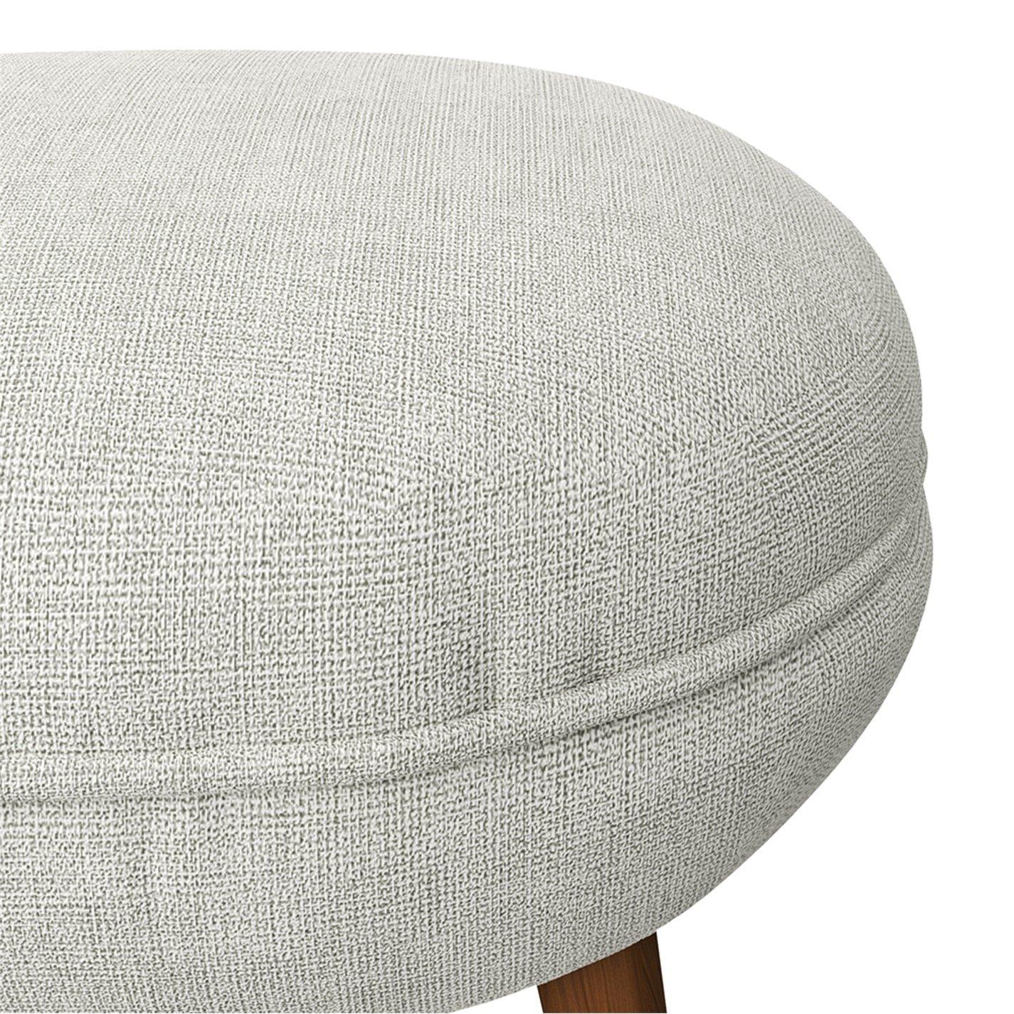 Grey Brown - Kabinet UK - Linen Upholstered Oval Footstool with Wooden Legs - 9