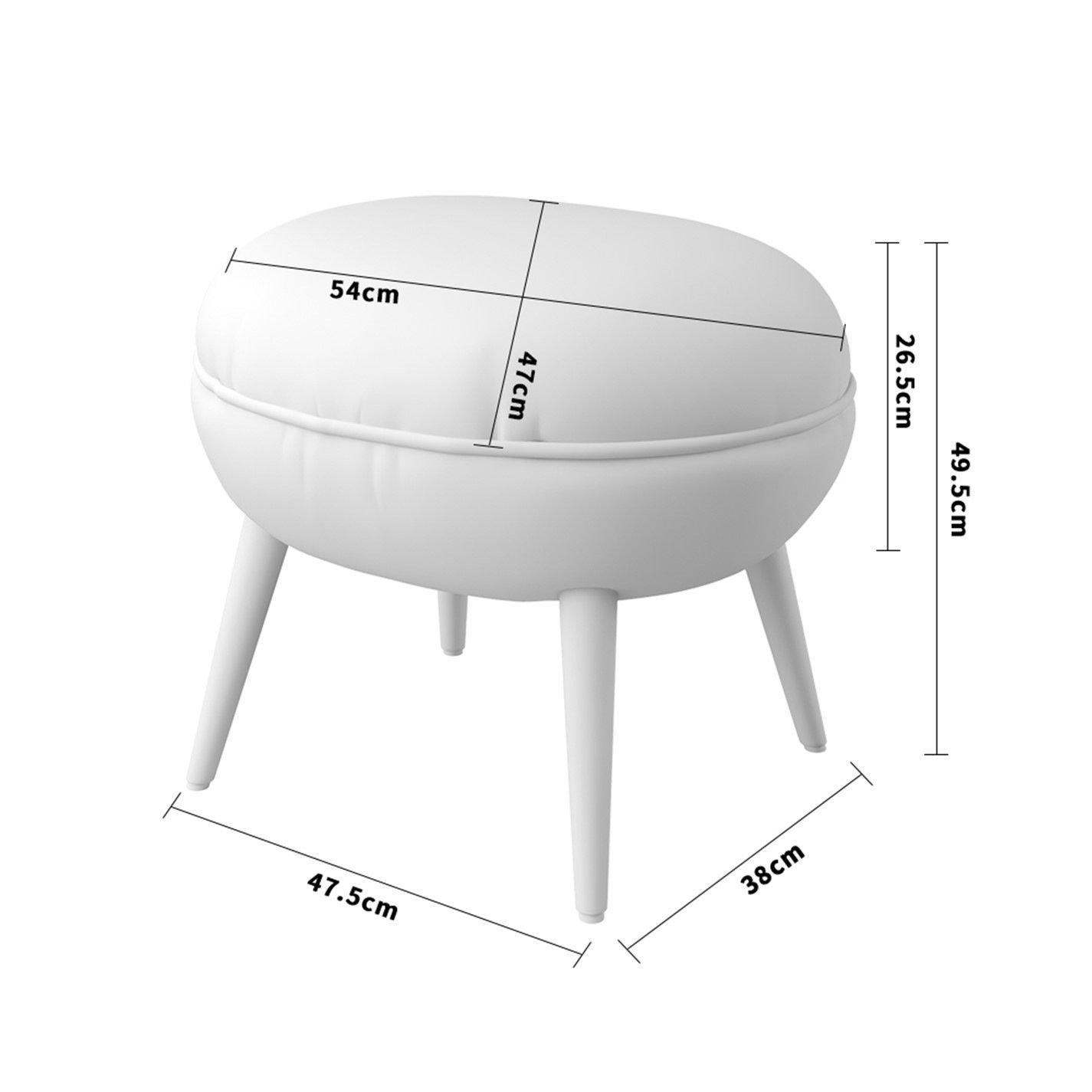 Grey Brown - Kabinet UK - Linen Upholstered Oval Footstool with Wooden Legs - 10