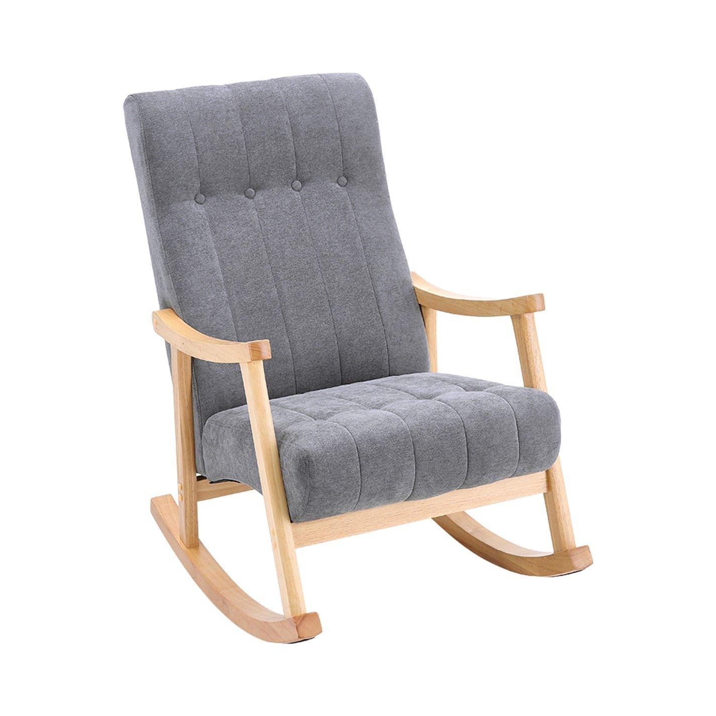 Dark Grey Brown - Kabinet UK - Velvet Tufted Rocking Chair - 1