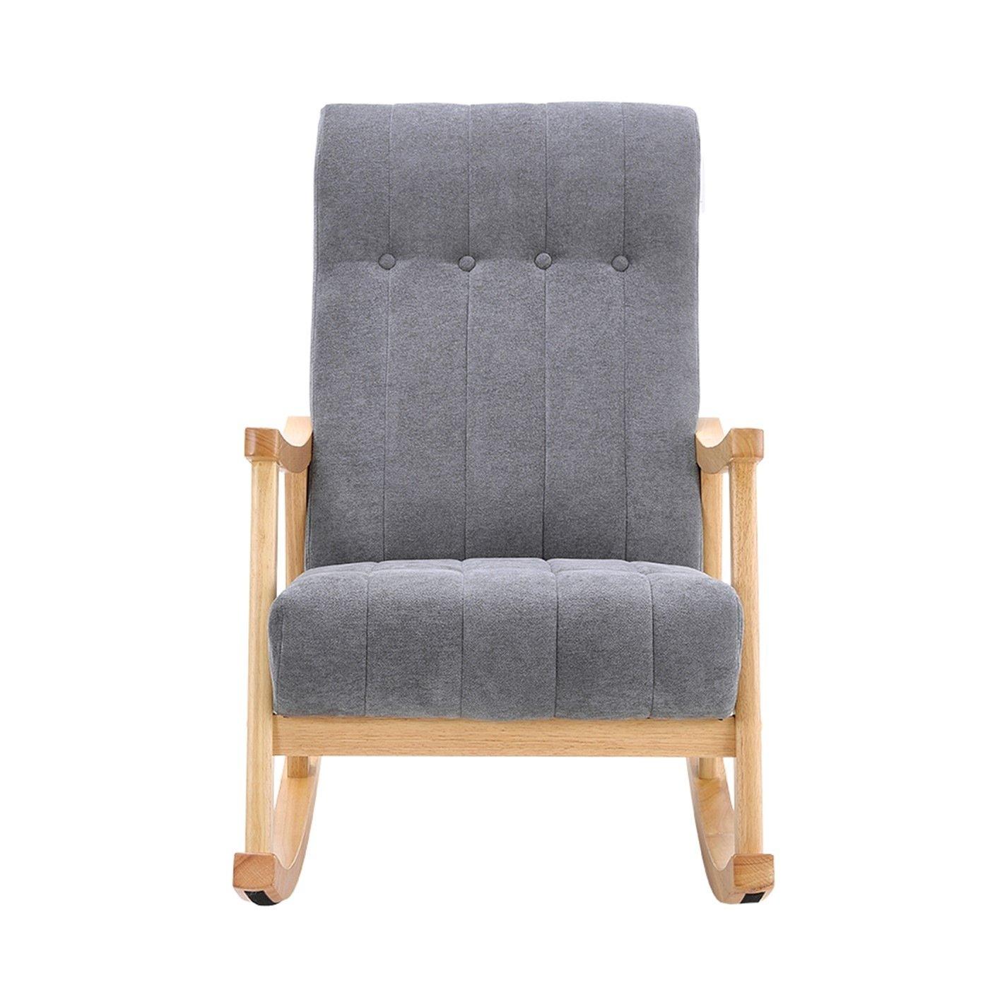 Dark Grey Brown - Kabinet UK - Velvet Tufted Rocking Chair - 2