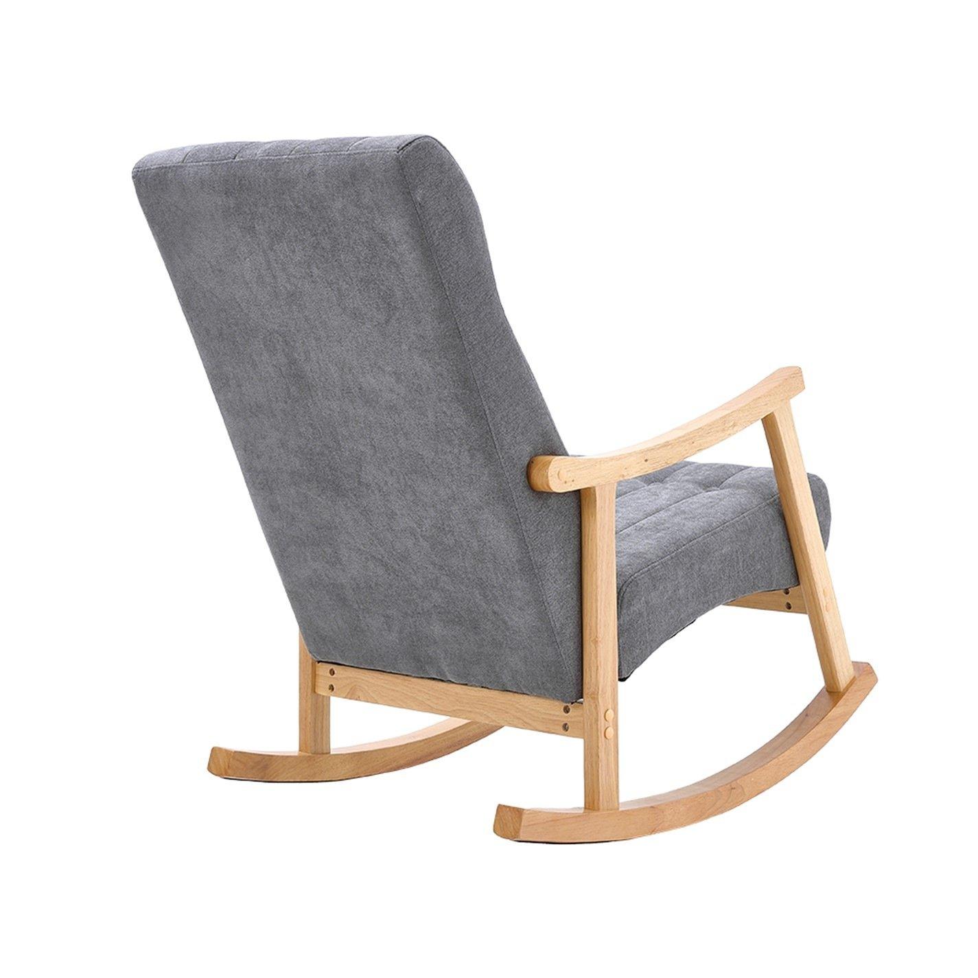 Dark Grey Brown - Kabinet UK - Velvet Tufted Rocking Chair - 4