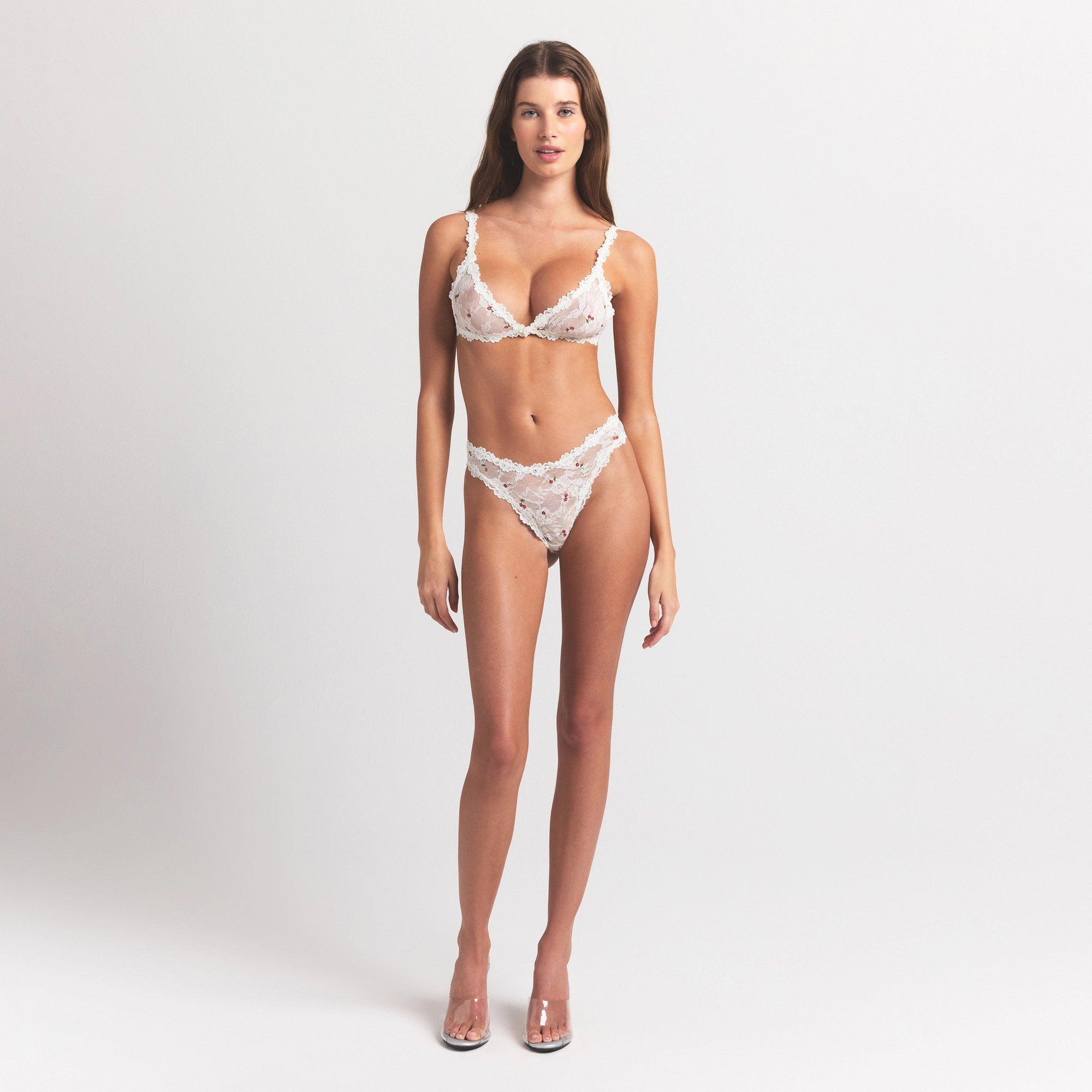 IVORY CHERRY - SKIMS - Womens Stretch Lace Triangle Bralette - 4