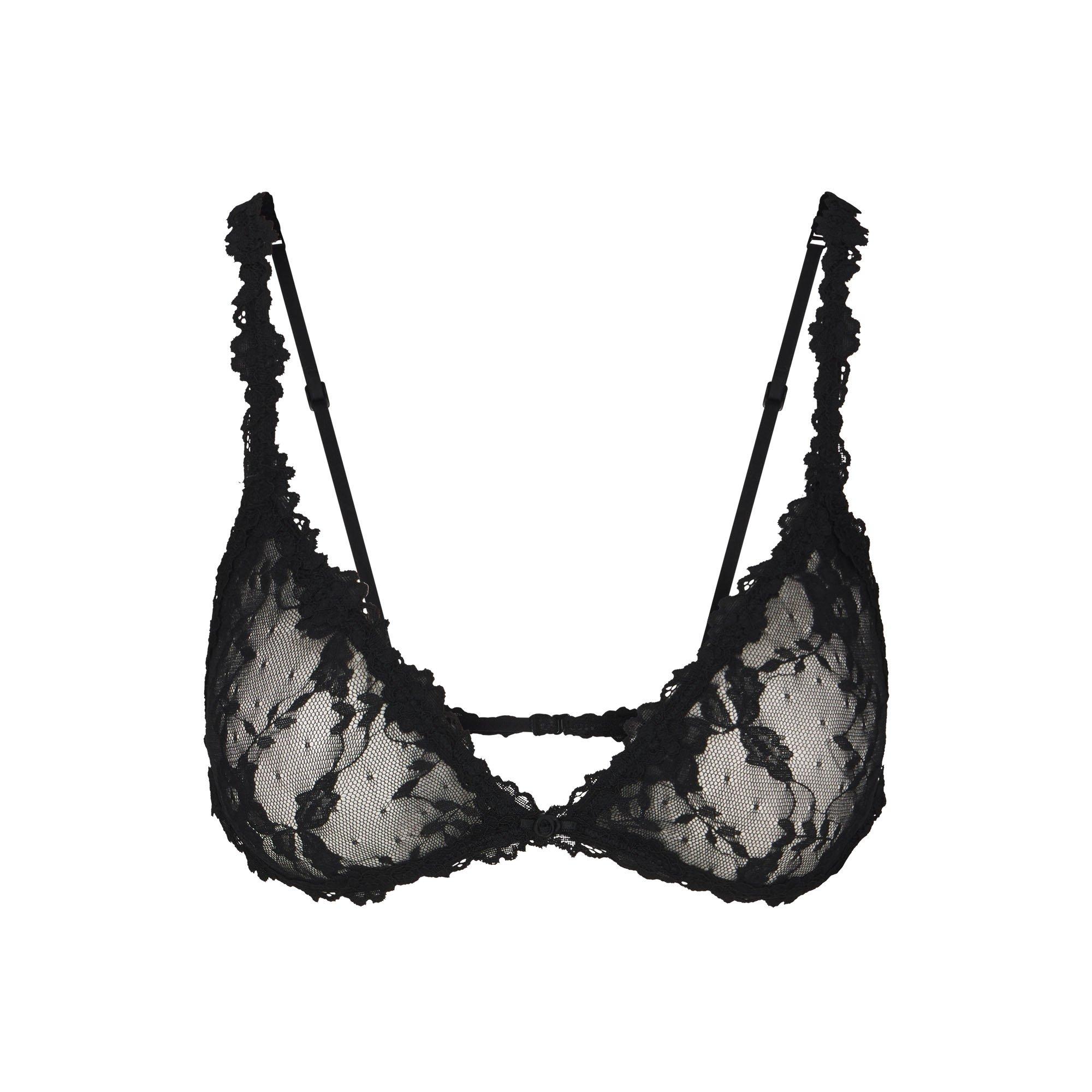 SKIMS Womens Stretch Lace Triangle Bralette - SOOT - Size 16 (XL)