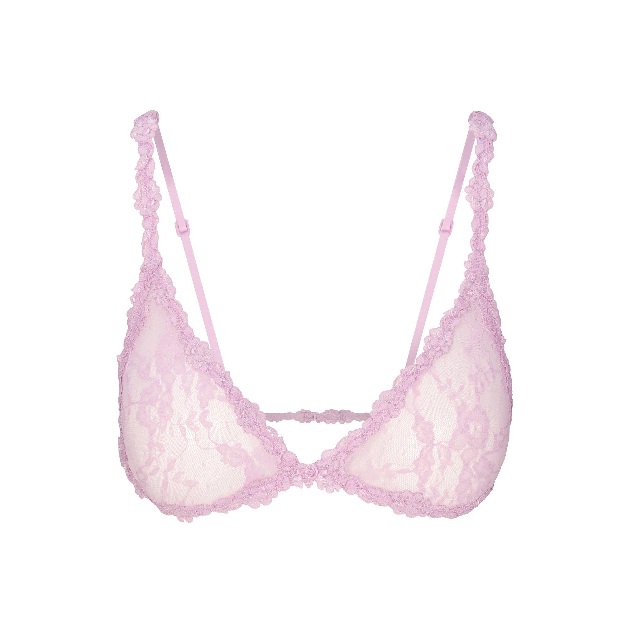 SKIMS Womens Stretch Lace Triangle Bralette - BABY PINK - Size 14 (L)