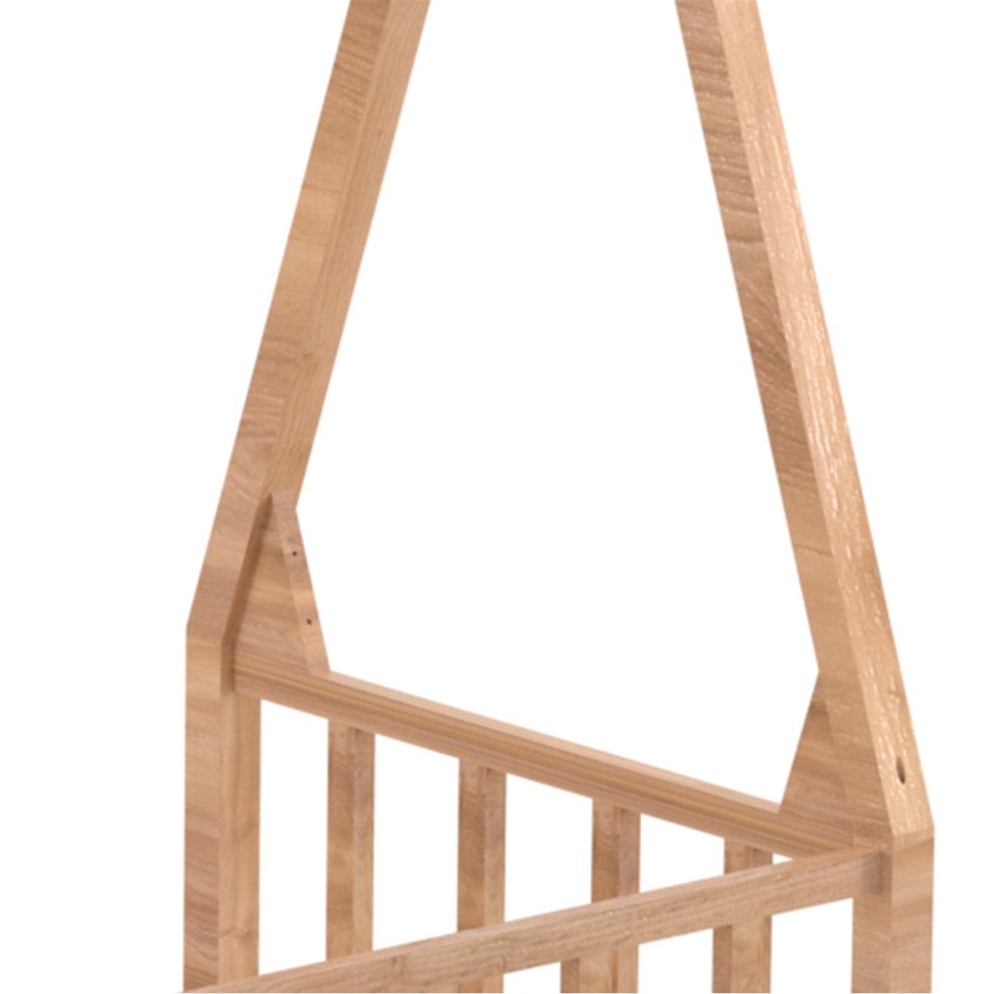 Brown - Kabinet UK - Kids Premium Wood House Bed Frame with Fence - 8