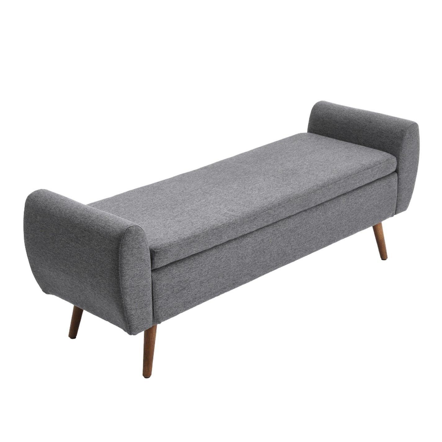 Grey - Kabinet UK - Linen Upholstered Storage Bench - 1