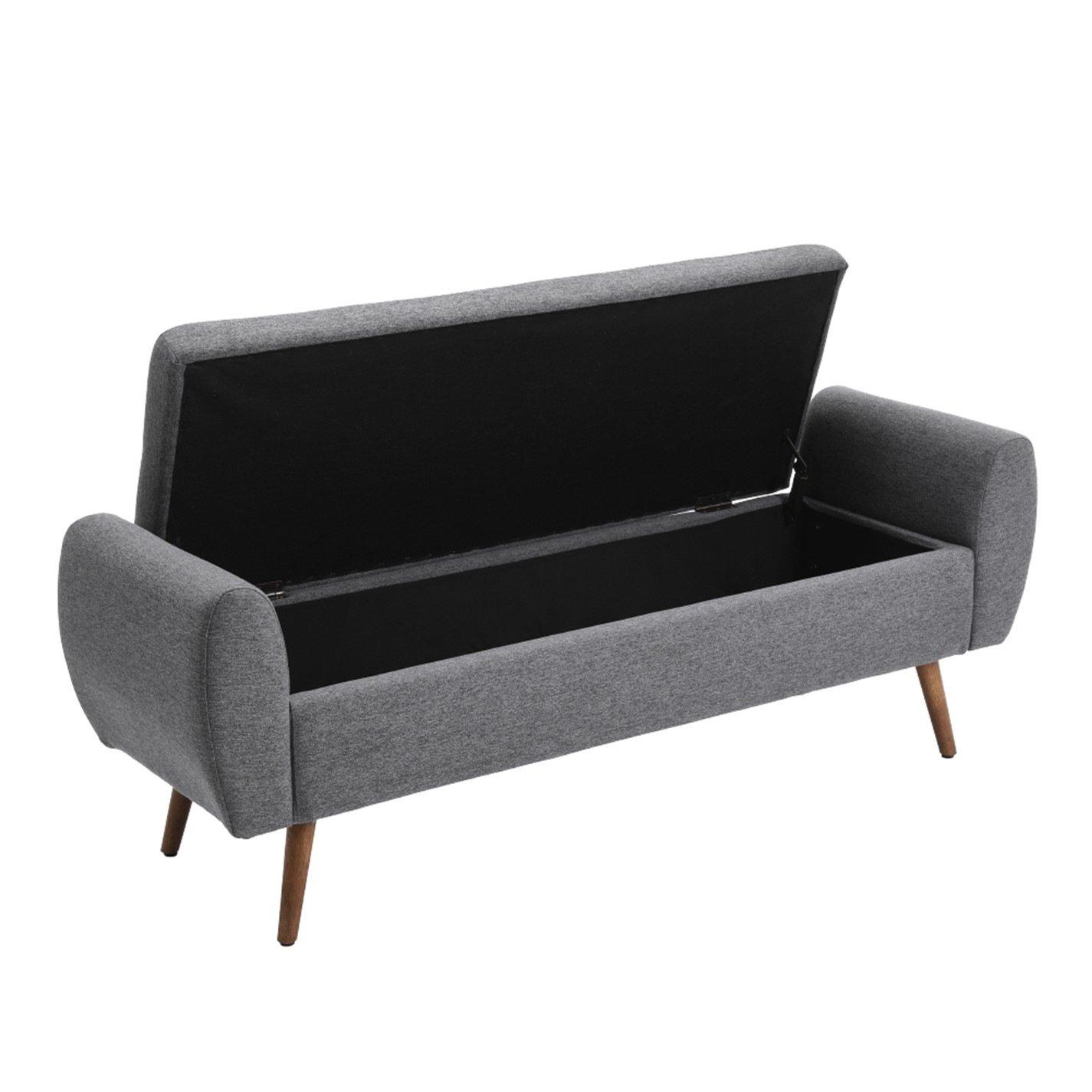 Grey - Kabinet UK - Linen Upholstered Storage Bench - 5