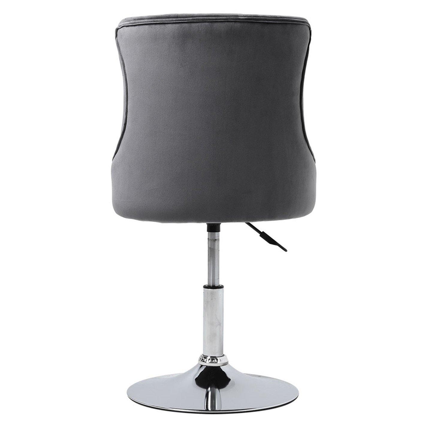 Grey - Kabinet UK - One Modern Velvet Bar Stool with Silver Base - 5