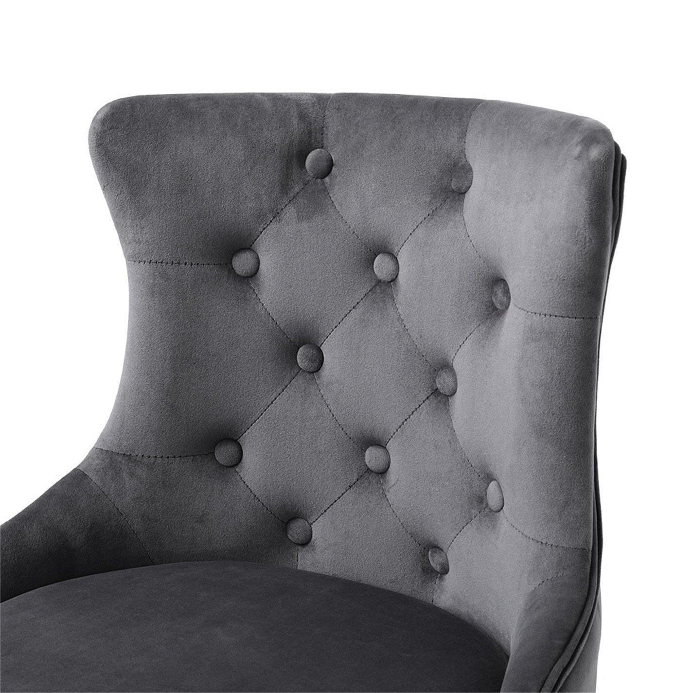 Grey - Kabinet UK - One Modern Velvet Bar Stool with Silver Base - 6