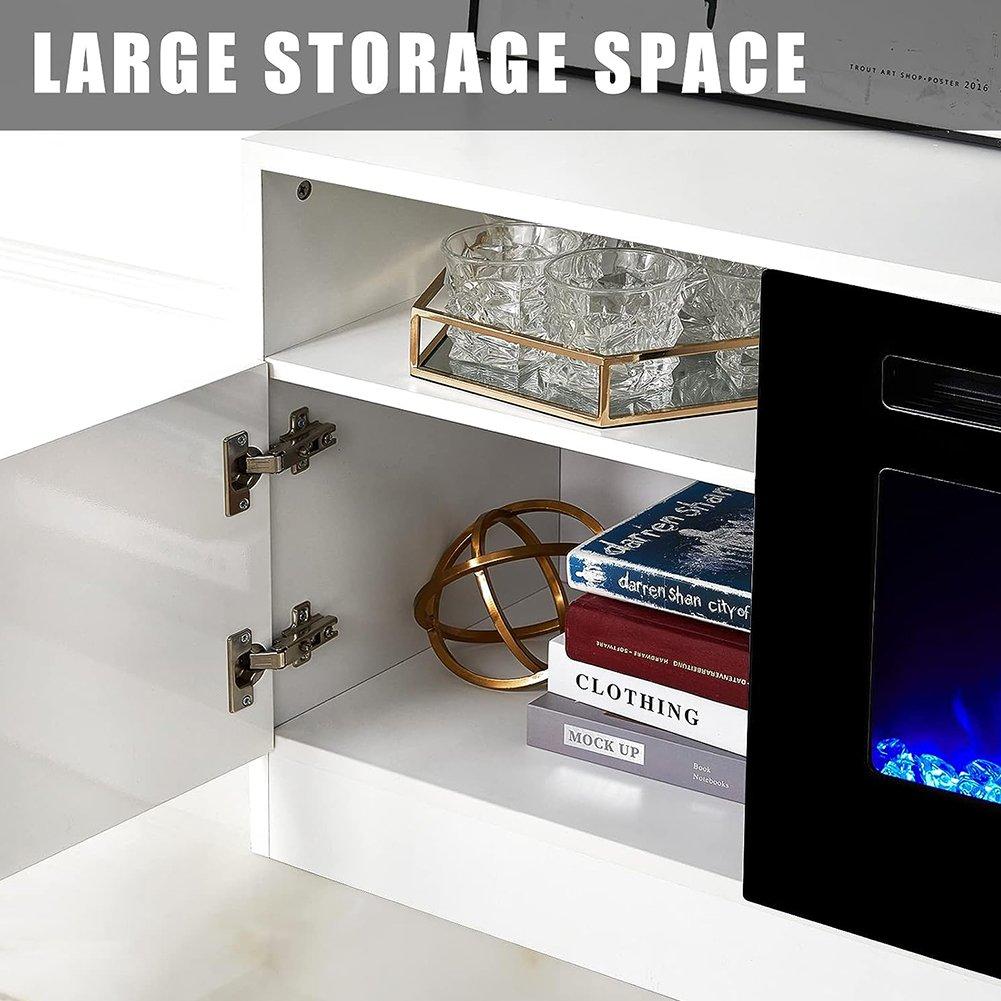 White - Kabinet UK - Recessed Electric Fireplace TV Stand - 8