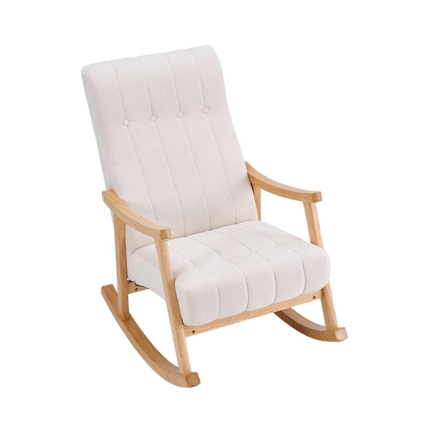 White Brown - Kabinet UK - Velvet Tufted Rocking Chair - 1