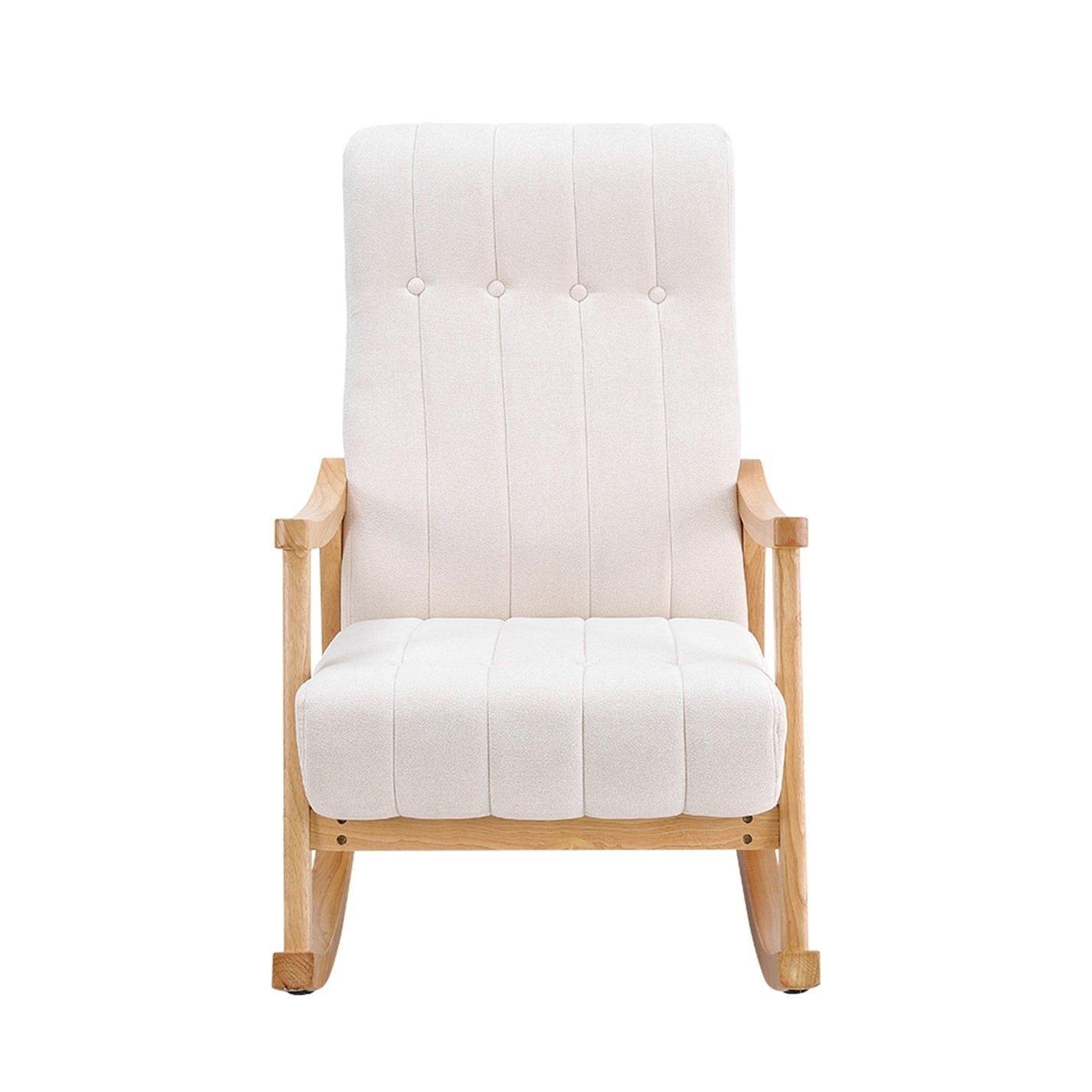 White Brown - Kabinet UK - Velvet Tufted Rocking Chair - 2