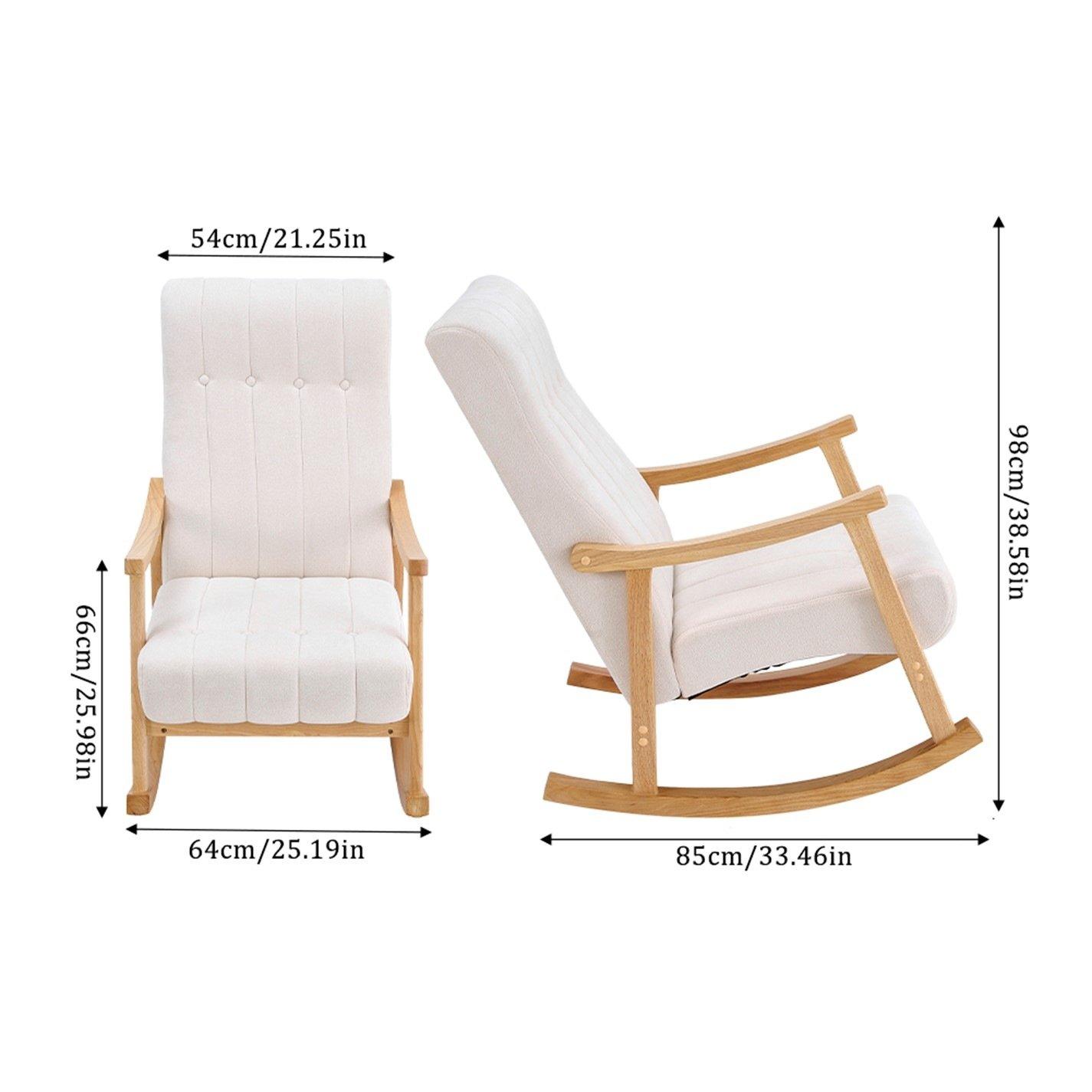 White Brown - Kabinet UK - Velvet Tufted Rocking Chair - 11