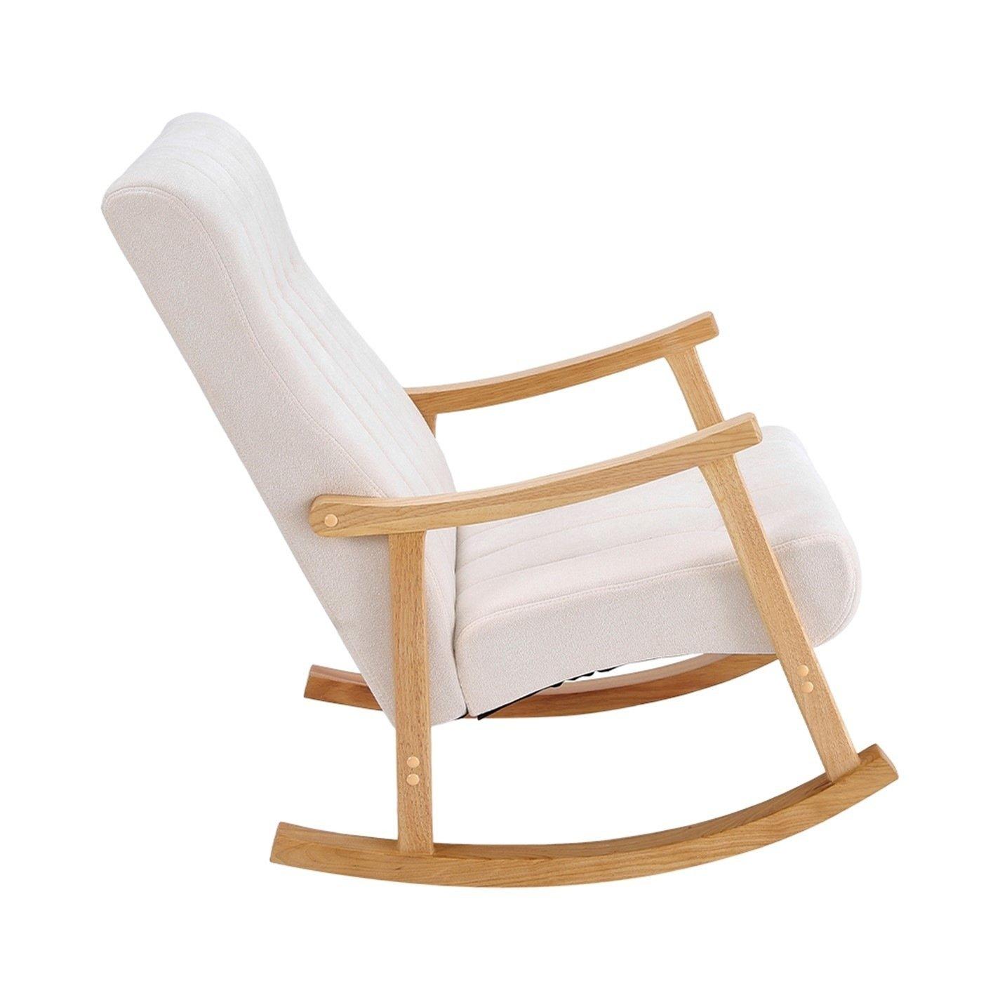 White Brown - Kabinet UK - Velvet Tufted Rocking Chair - 3