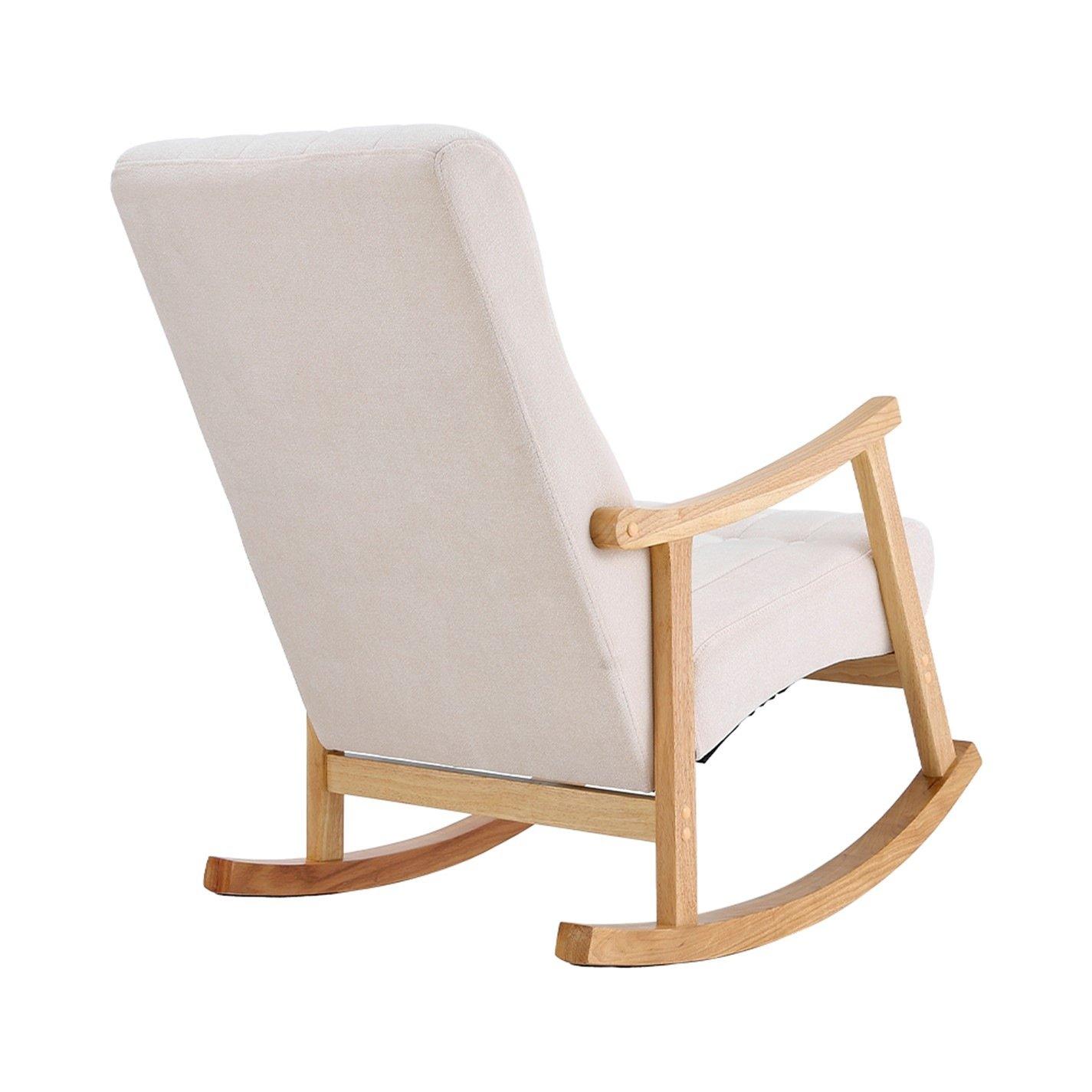 White Brown - Kabinet UK - Velvet Tufted Rocking Chair - 4