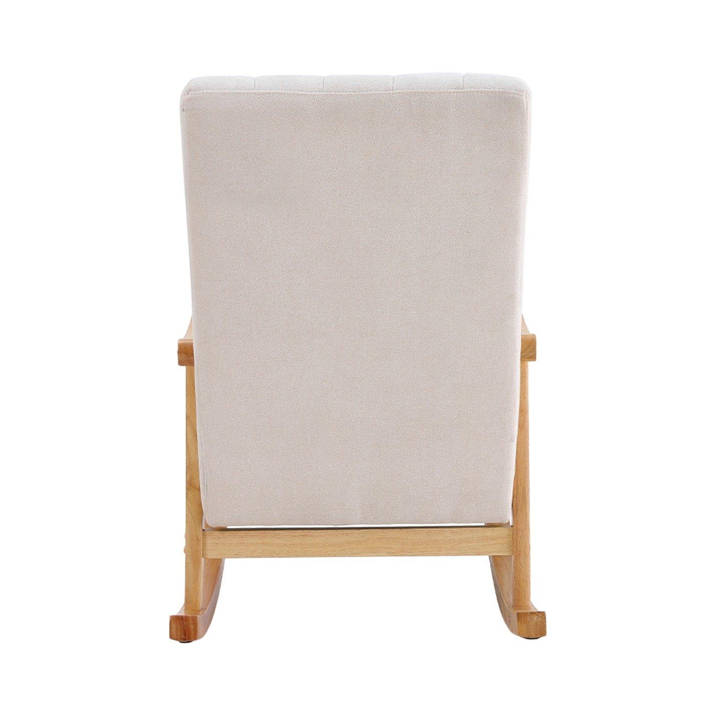 White Brown - Kabinet UK - Velvet Tufted Rocking Chair - 5