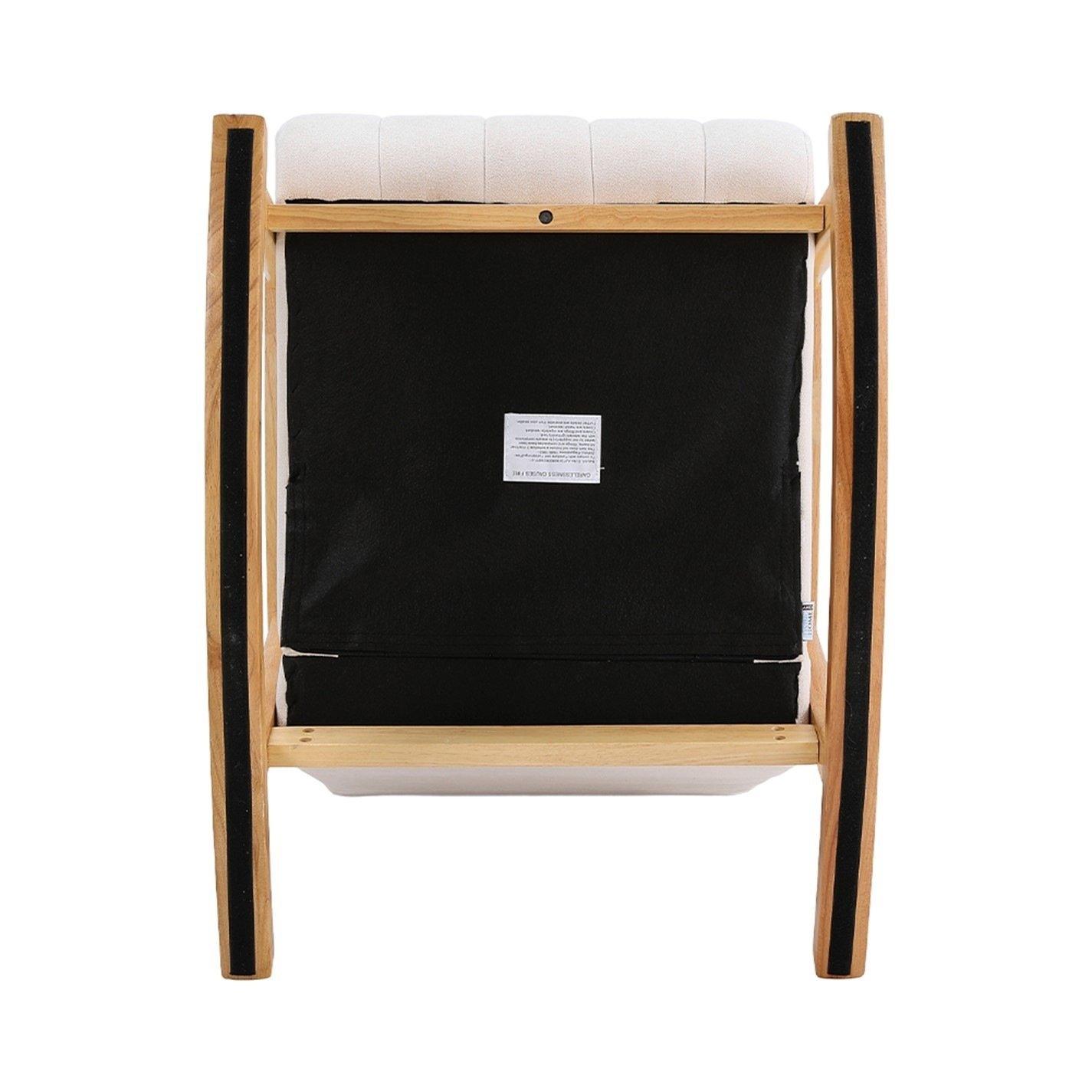 White Brown - Kabinet UK - Velvet Tufted Rocking Chair - 7