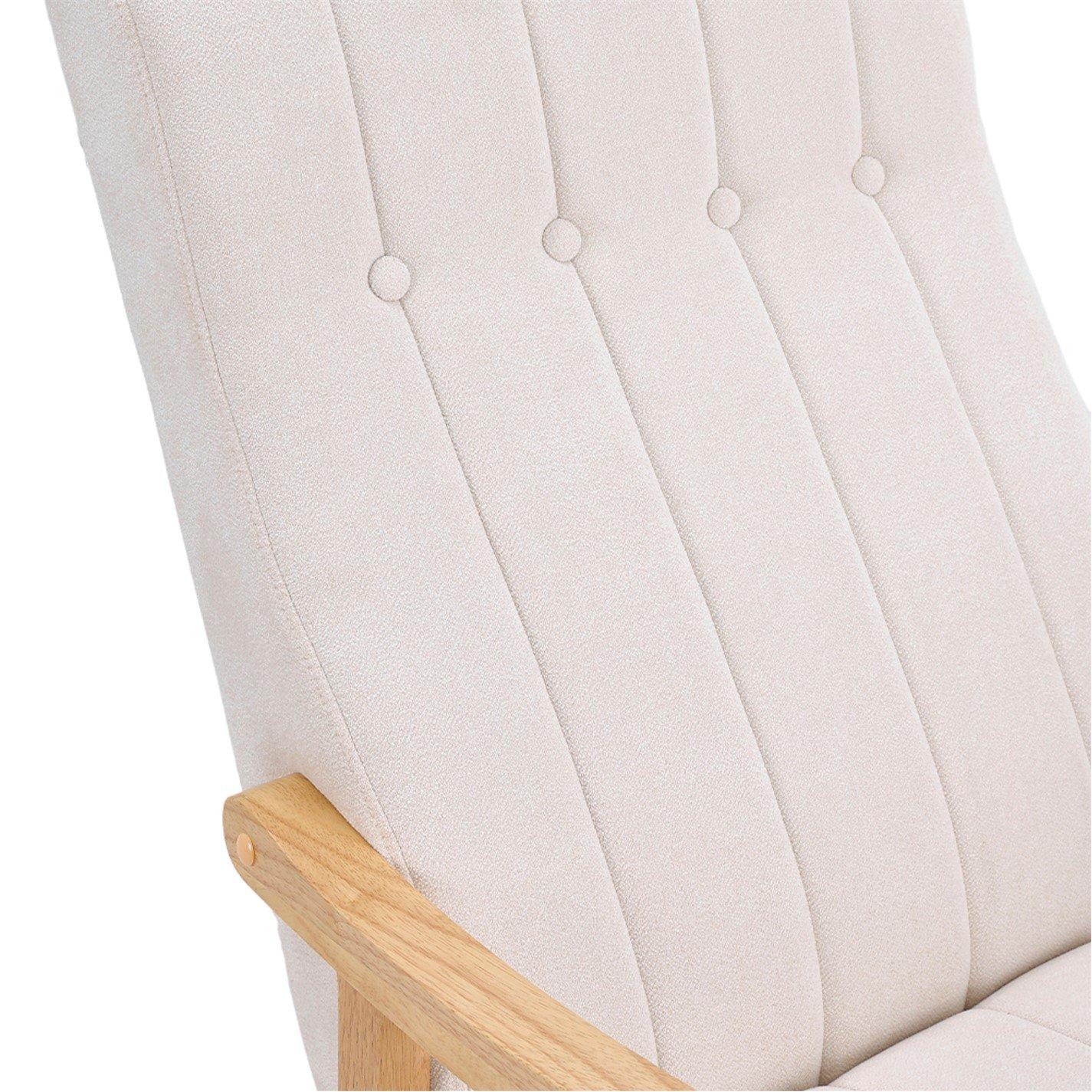 White Brown - Kabinet UK - Velvet Tufted Rocking Chair - 9
